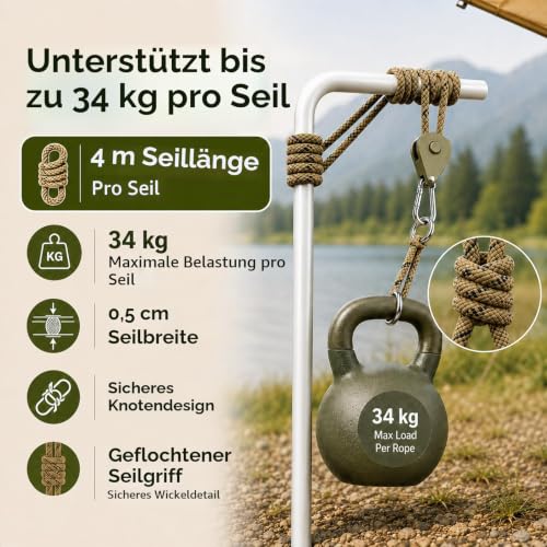 Detalle de Creechwa Reflektierende Abspannseile mit Spannen für Sonnensegel – 4 m lang
