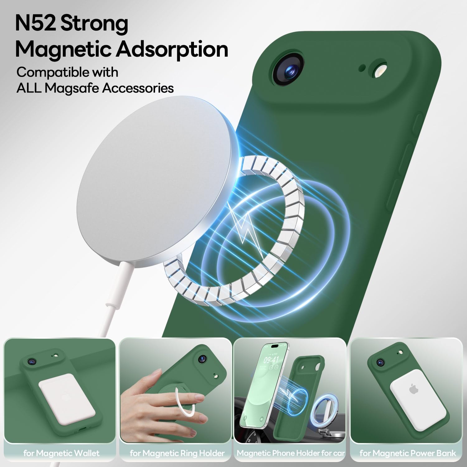 Thumbnail 1 de LOVE 3000 Designed for iPhone Air Case – Premium Silicone, MagSafe Compatible, 6.5" (Green)