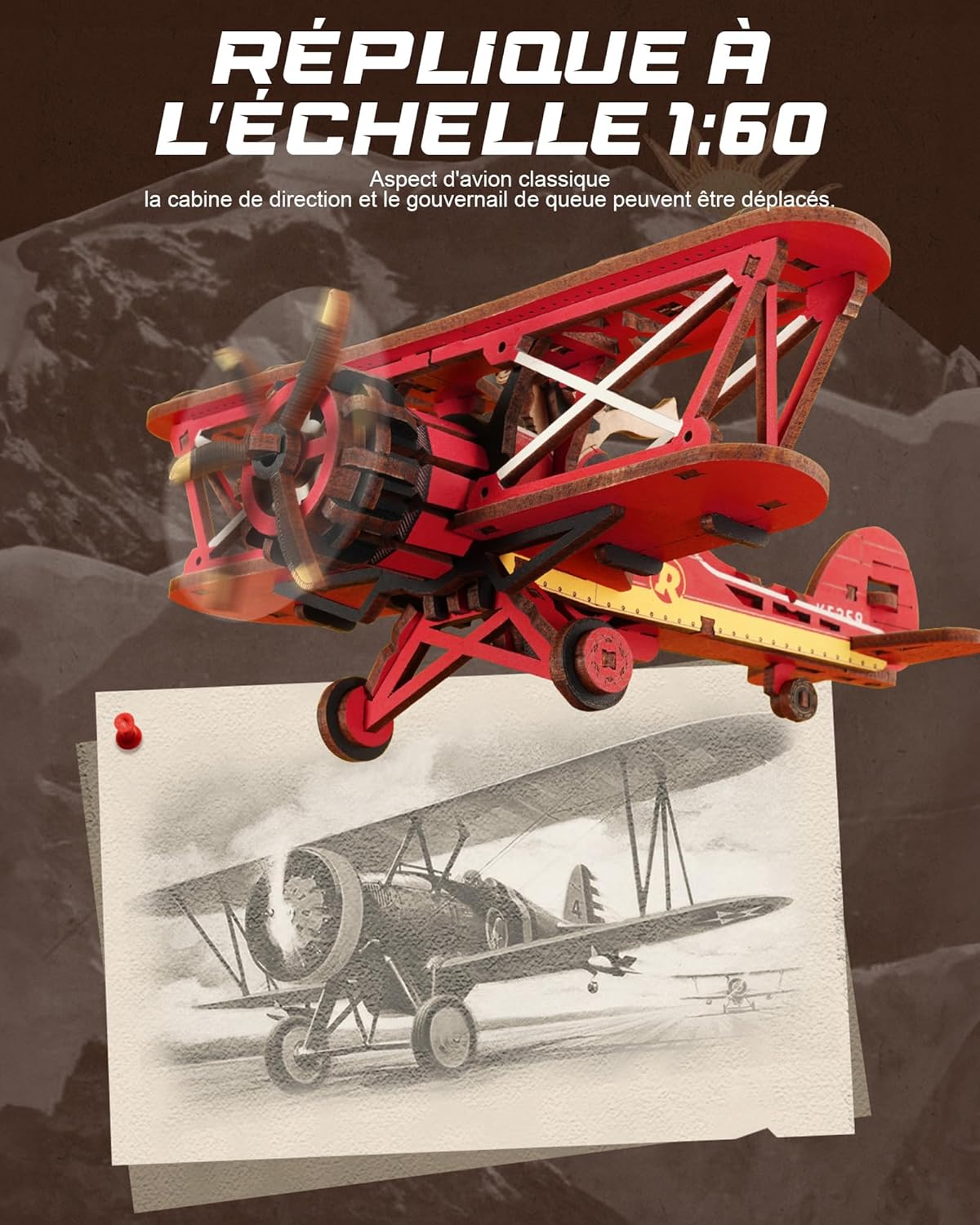 Thumbnail 6 de ROKR Puzzle 3D Bois Maquette Capitaine du Ciel (MCD01) – Balancement gravitationnel, 1:60
