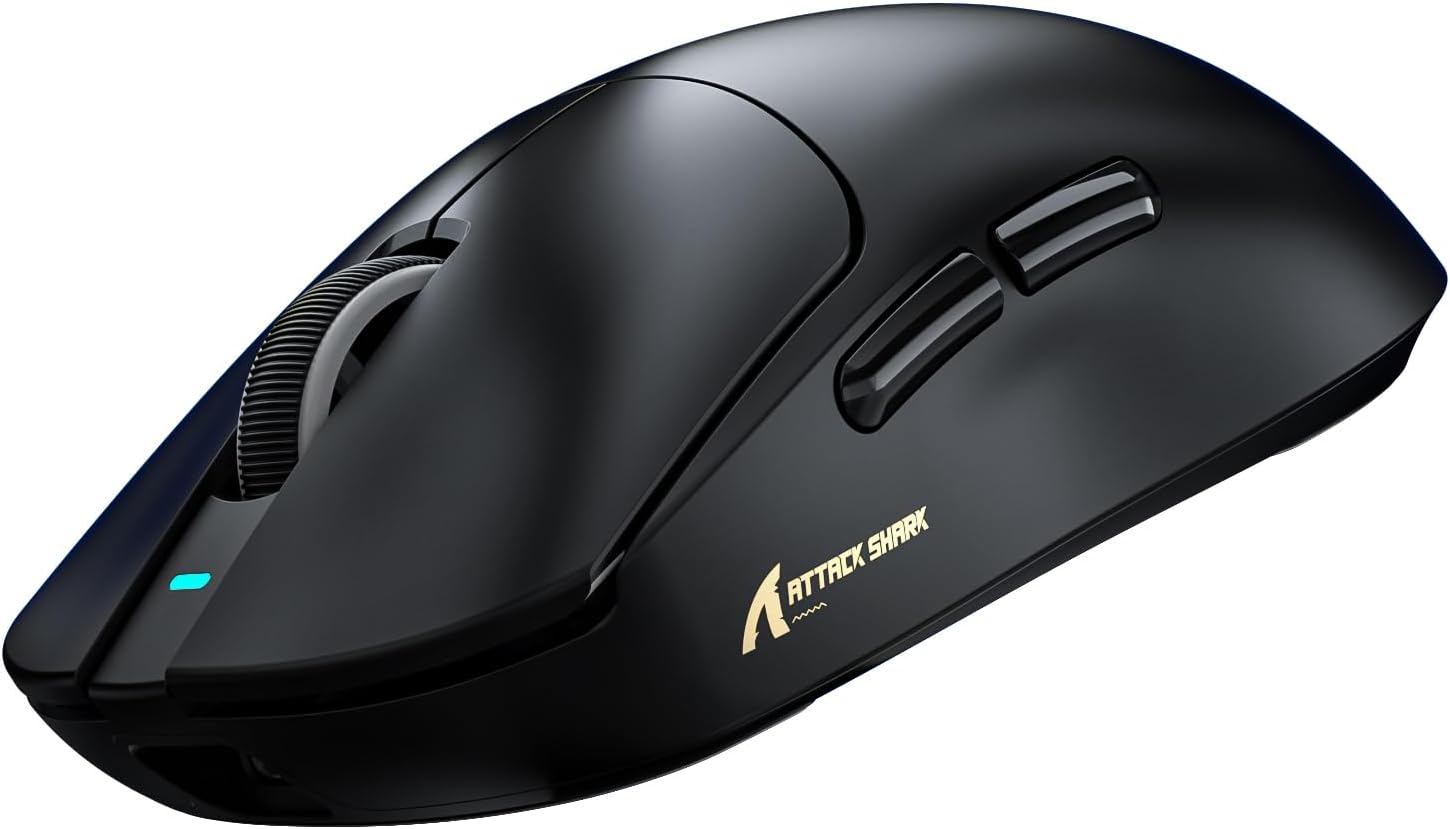 Detalle de ATTACK SHARK X8ULTRA Gaming-Maus (55 g) für große Hände – 55g Superlight, PixArt PAW3950MAX, 3 Modi (BT/2.4 GHz/USB-C), bis 42.000 DPI
