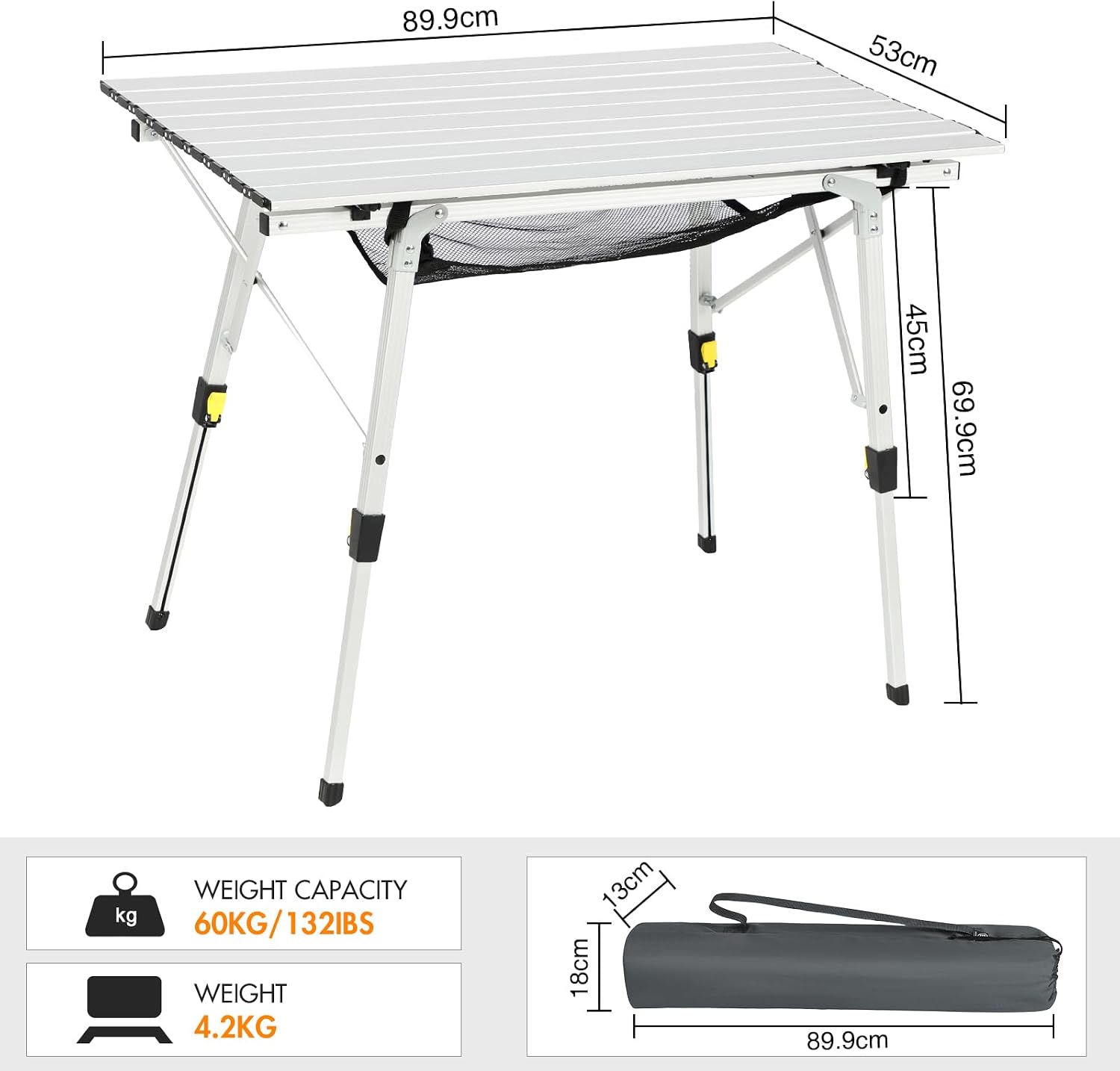 Thumbnail 1 de Portal Campingtisch faltbar Höhenverstellbar Aluminium 90x53 cm – leicht, robust und kompakt