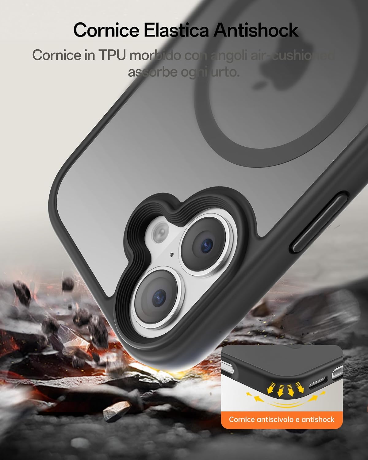 Detalle de UNBREAKcable Custodia Magnetica per iPhone 17 da 6,3 pollici – Protezione completa con MagSafe, nero