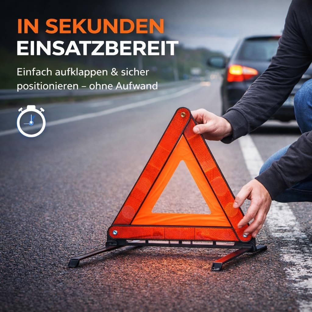 Thumbnail 3 de OwnWheel Notfalldreieck Warndreieck ECE R27 Auto & PKW 2026 – Rot, mit Tragebox