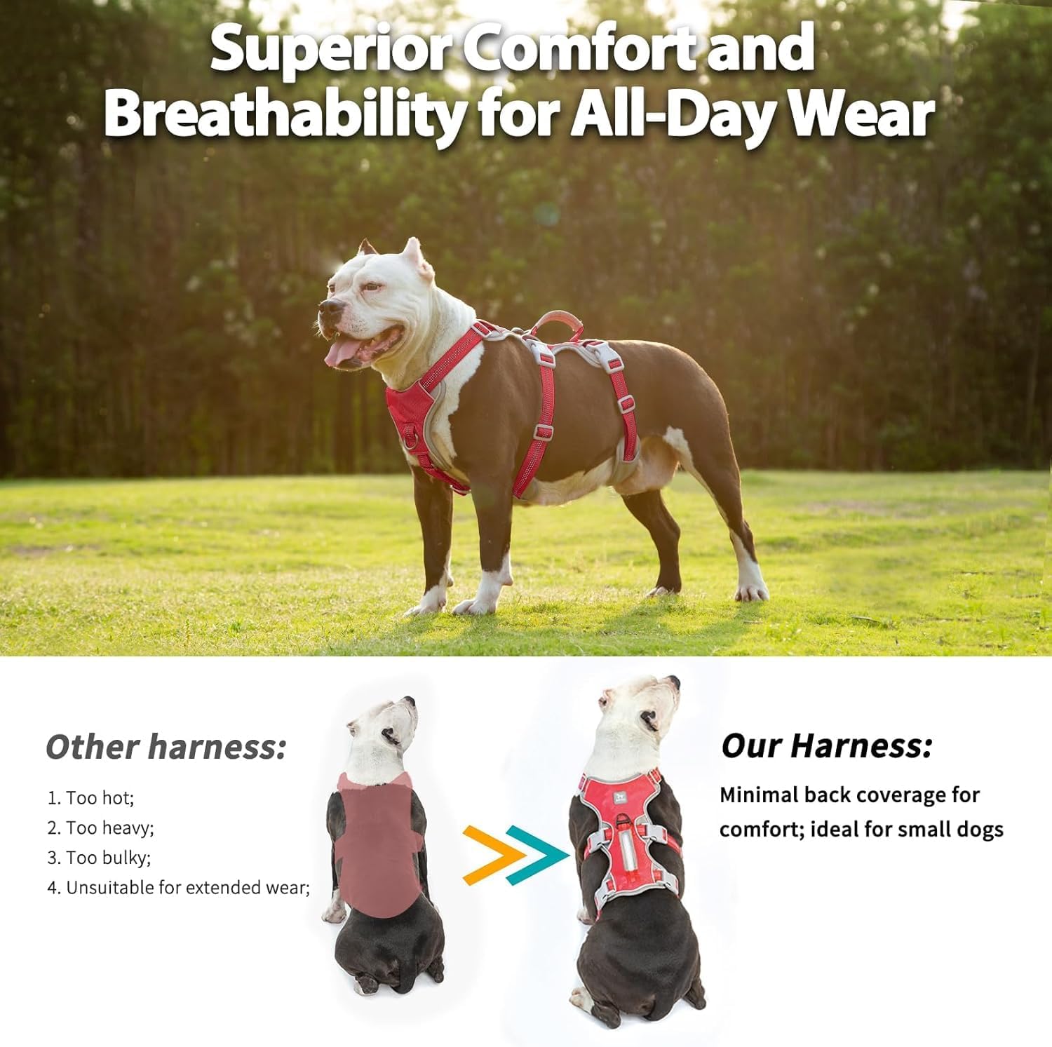 Thumbnail 5 de Huntboo Escape Proof Dog Harness (Medium) – Anti-Pull, Reflective, Adjustable with Handle (Red, Size S)