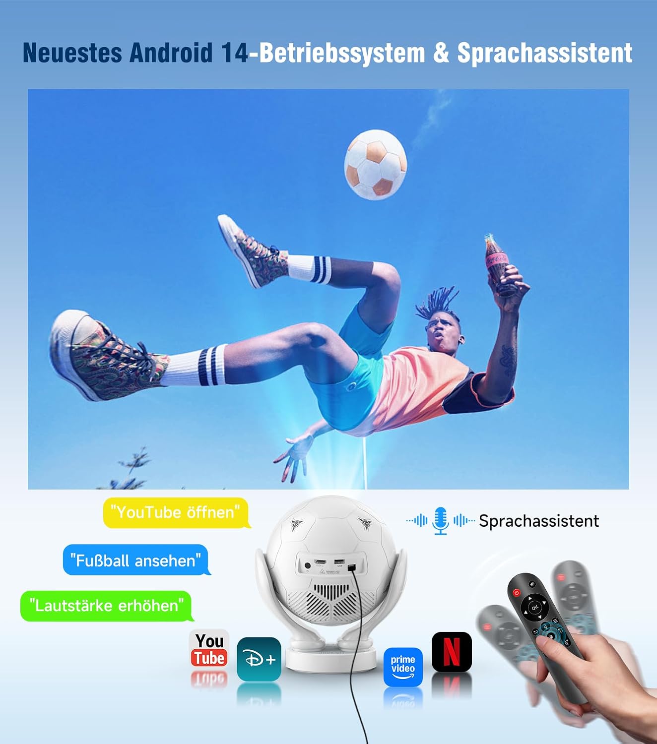 Detalle de Magcubic Mini Beamer 4K – Tragbarer 1080P Full HD Projektor mit Android 14, WiFi 6 und 180° Projektion