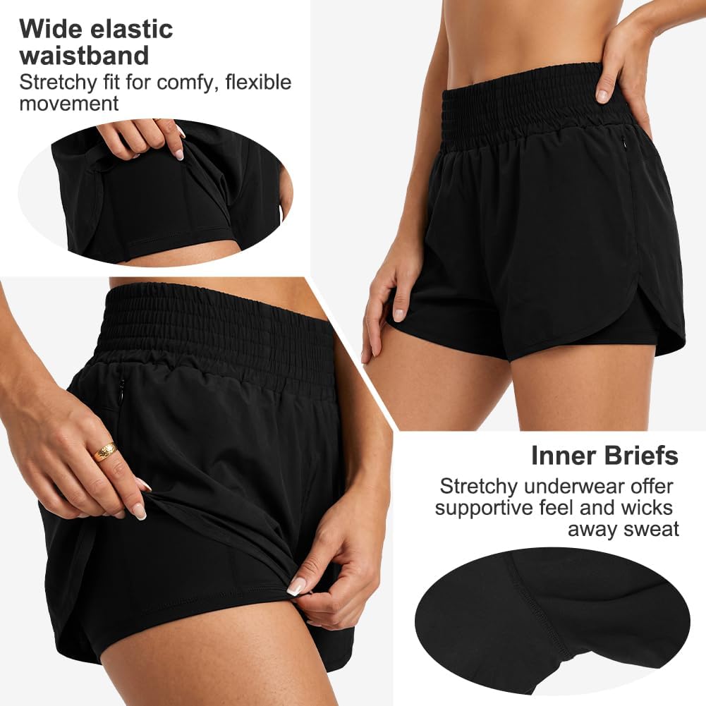 Thumbnail 4 de Aolso Pantaloncini da bagno Donna – Vita alta, asciugatura rapida e tasca antifurto