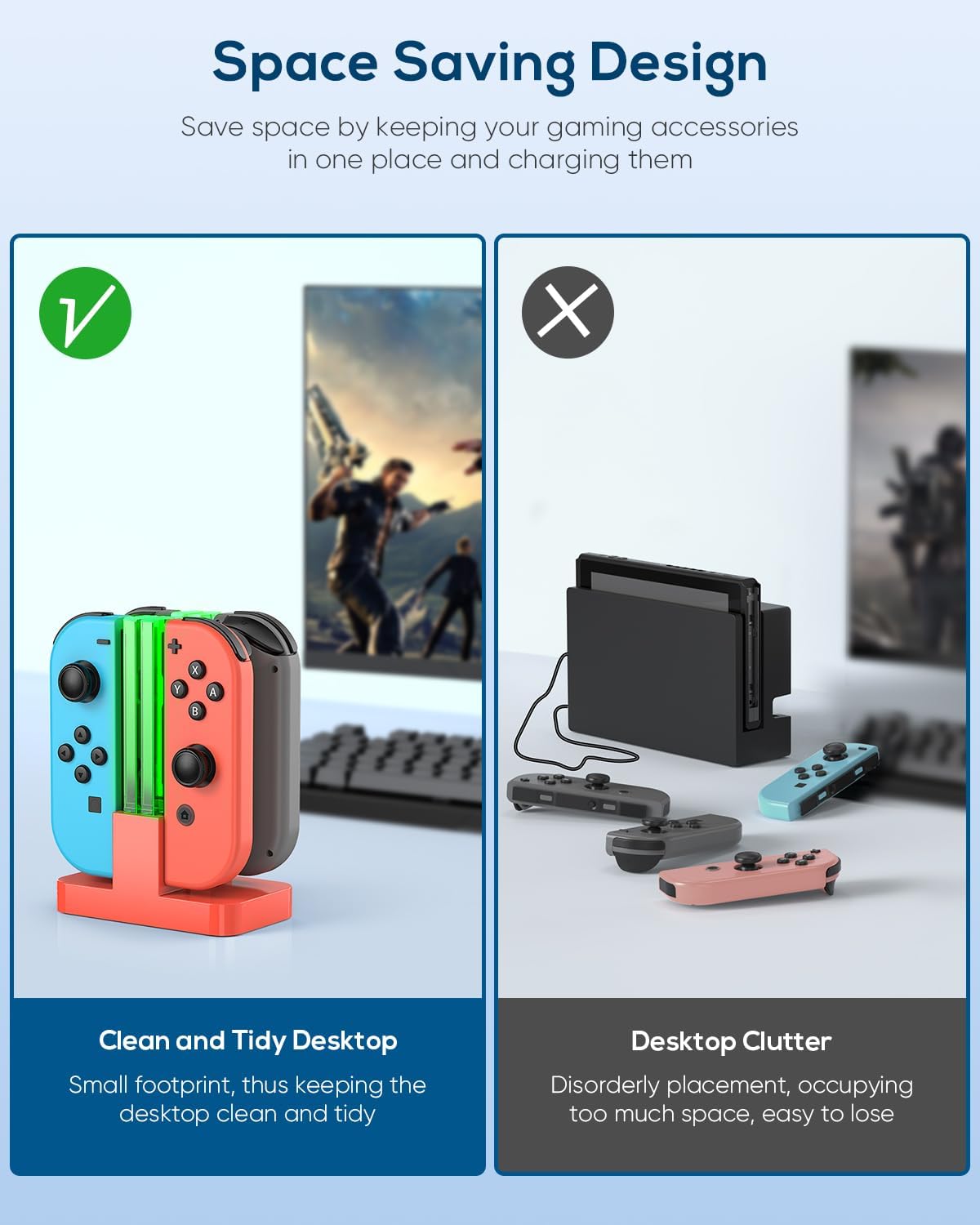 Detalle de FYOUNG Switch Joy-Con Charger with LED Bar for Nintendo Switch/OLED