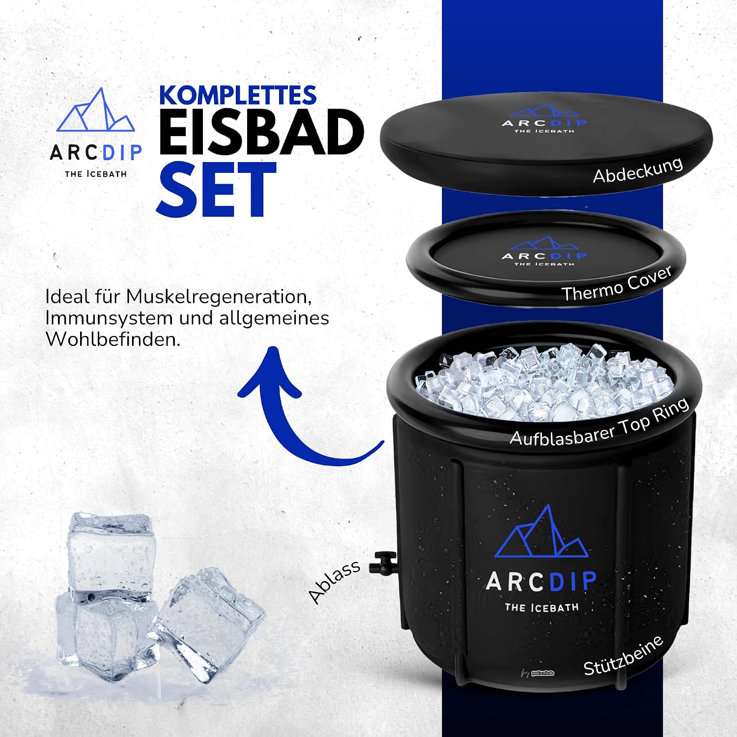 Detalle 2 de poolomio® Eisbad Premium Eistonne Ø 80cm 350 L