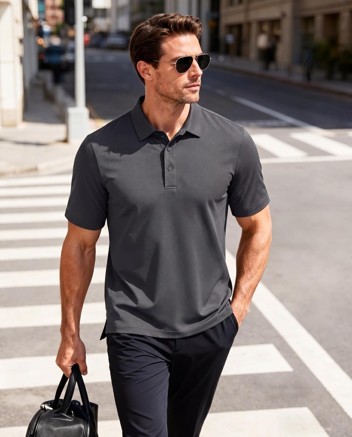 Thumbnail 2 de MAGCOMSEN Men's Breathable Quick Dry Golf Polo Shirt – Lightweight Summer Short Sleeve