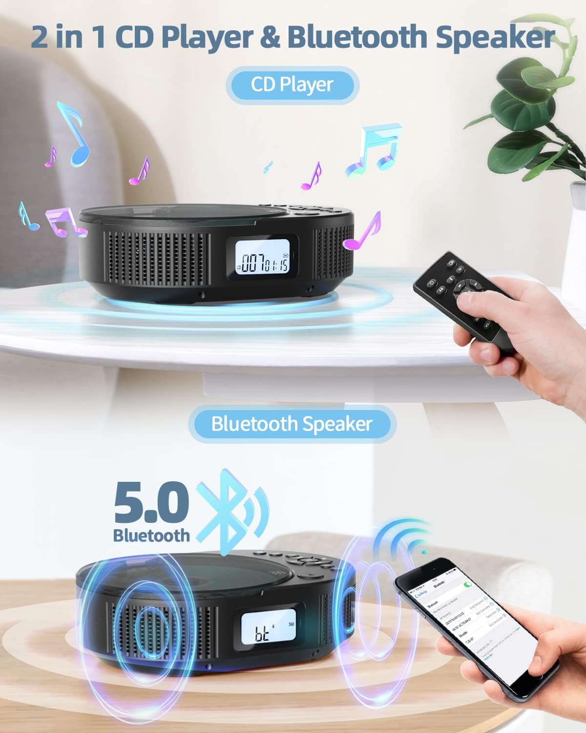 Thumbnail 2 de 2211B Portable CD Player with Bluetooth speaker