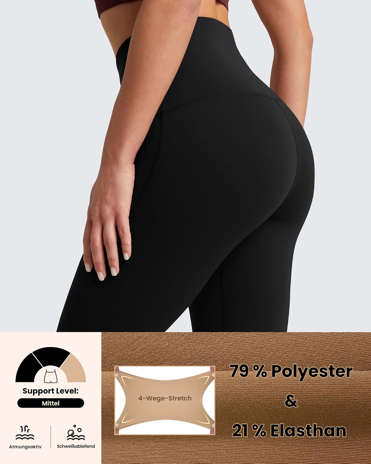 Detalle de QUEENIEKE Women’s High Waisted Yoga Pants 27" with Tummy Control