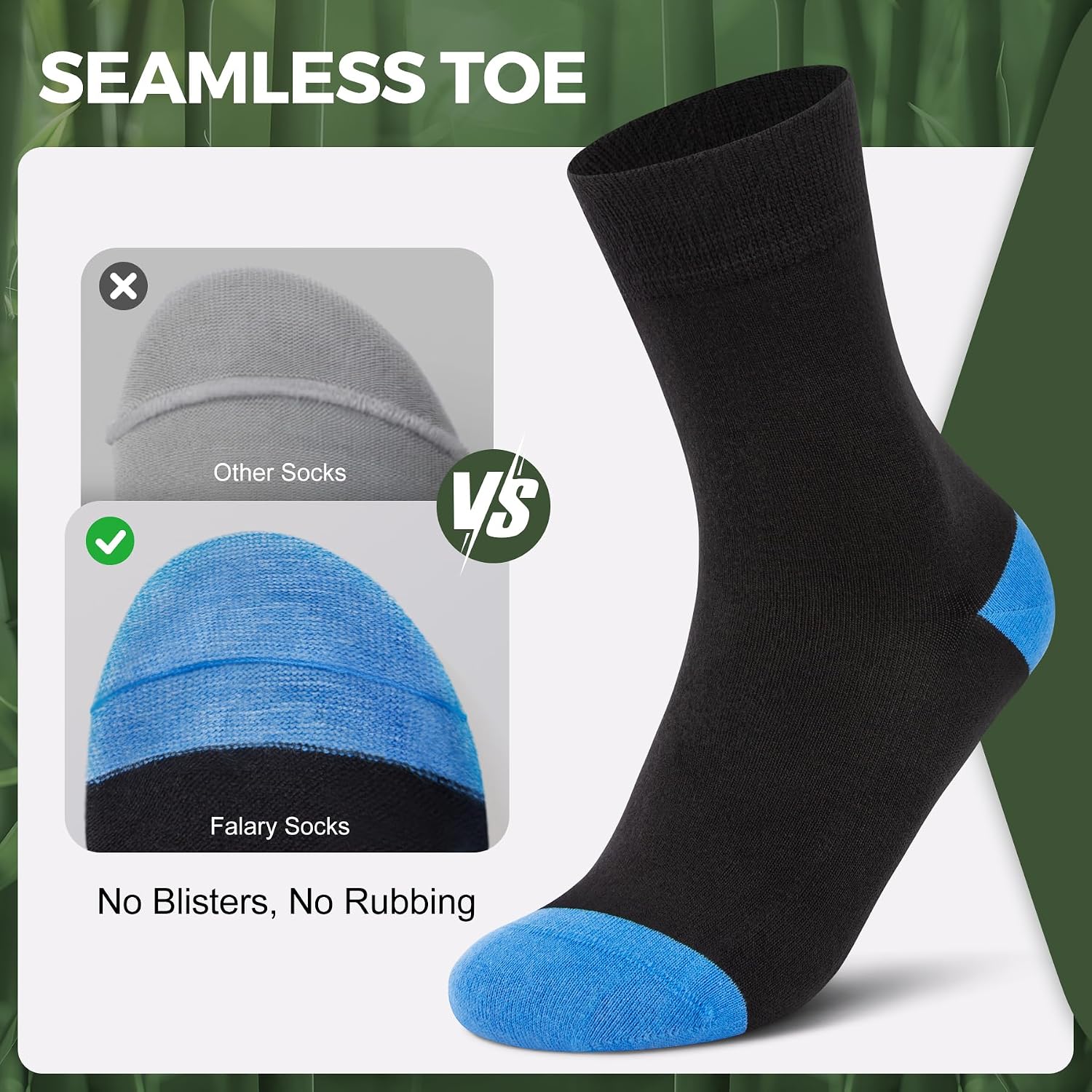 Detalle de FALARY Bamboo Socks for Men and Women – 6/12 Pairs, Seamless Business Casual, Soft, Breathable and Anti-Odour