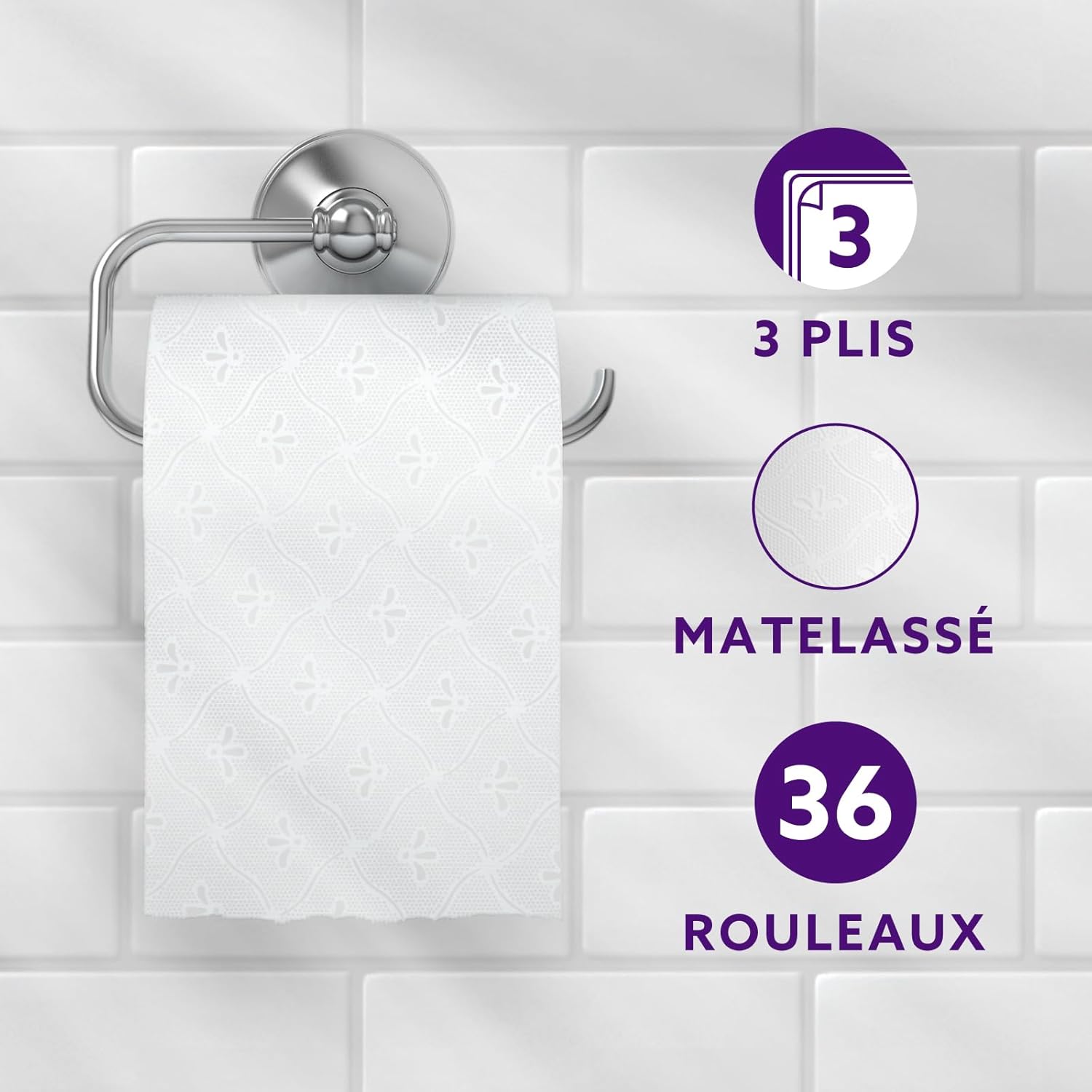 Detalle de By Amazon Papier Toilette 3 Épaisseurs Matelassé — 36 Rouleaux (4 paquets de 9), FSC