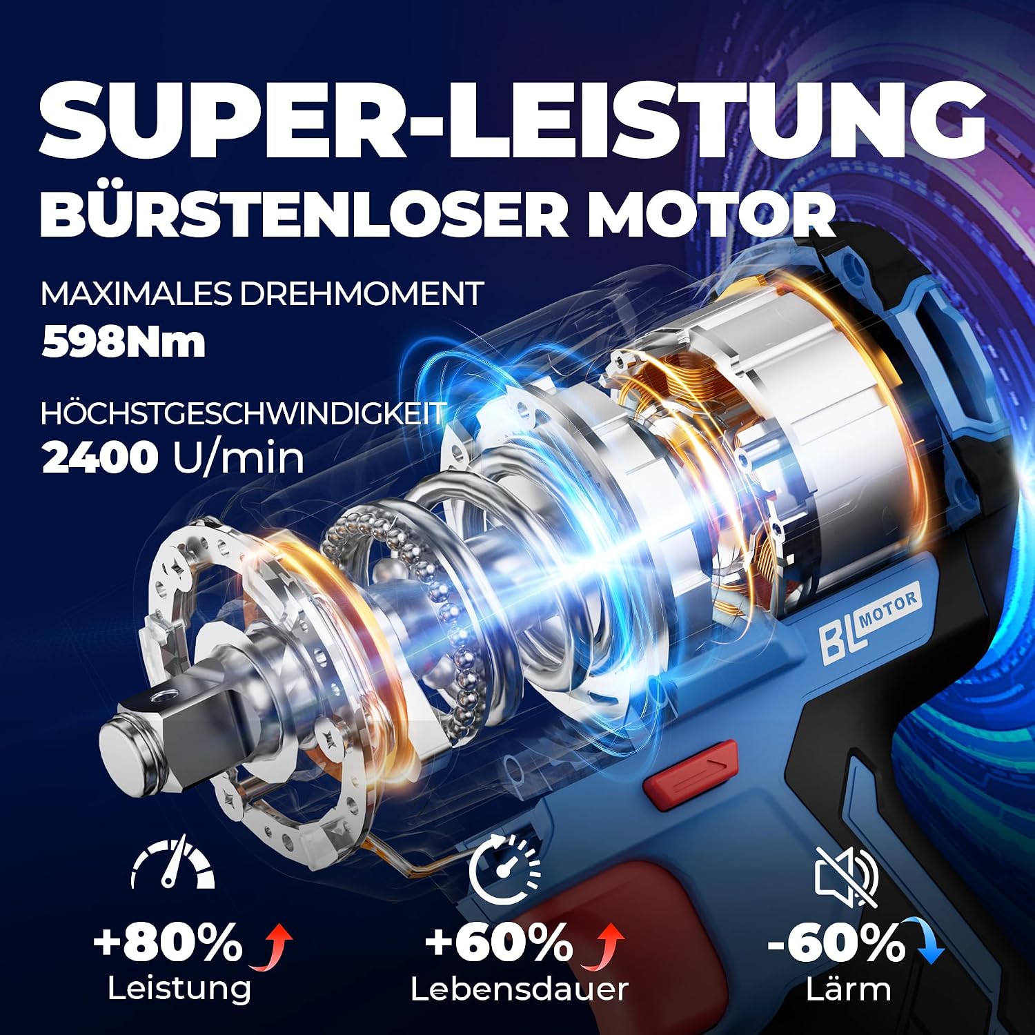 Detalle 2 de Dong Cheng 18V Bürstenloser Schlagschrauber 598 Nm