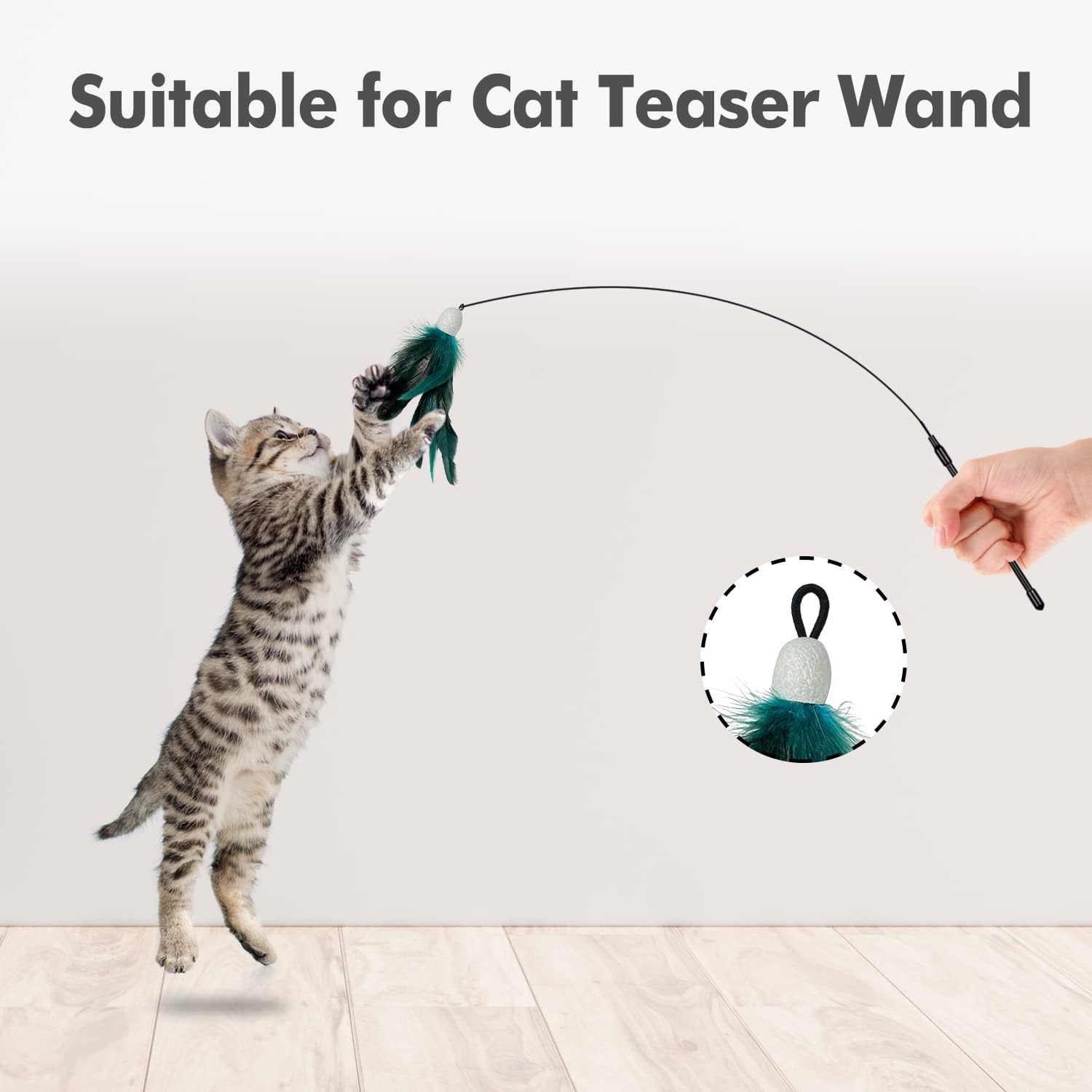 Detalle de GlodenSun 3-in-1 Interactive Cat Toys Replacement Attachments – 7 Pieces