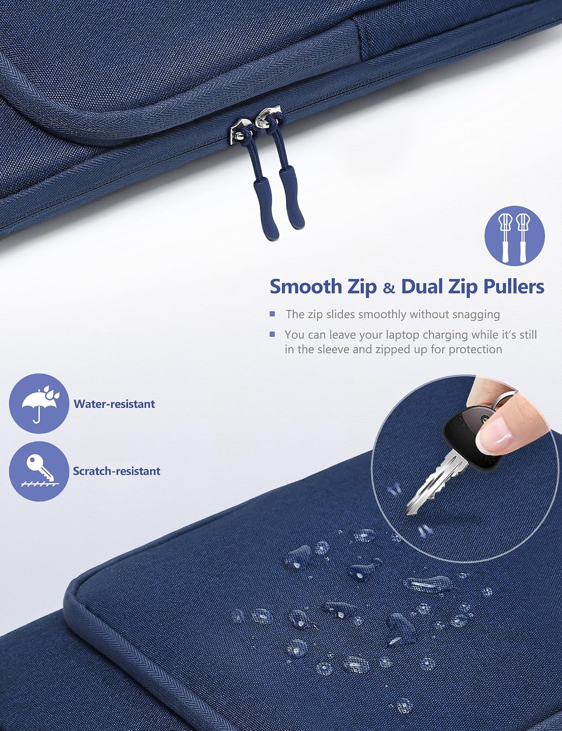 Detalle de HYZUO 13 Zoll Laptoptasche Hülle für 13" MacBook & iPad (Navy Blau) – mit stoßfestem Innenfutter