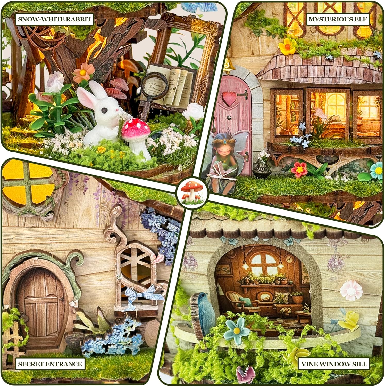 Detalle de Rowan's Tree House Book Nook for Adults – DIY Miniature Kit