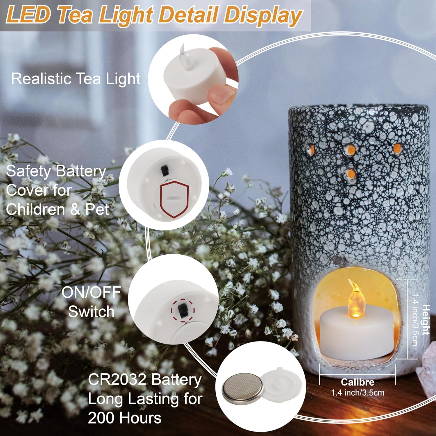 Detalle 2 de Auralome LED Battery Tea Lights 12-Pack