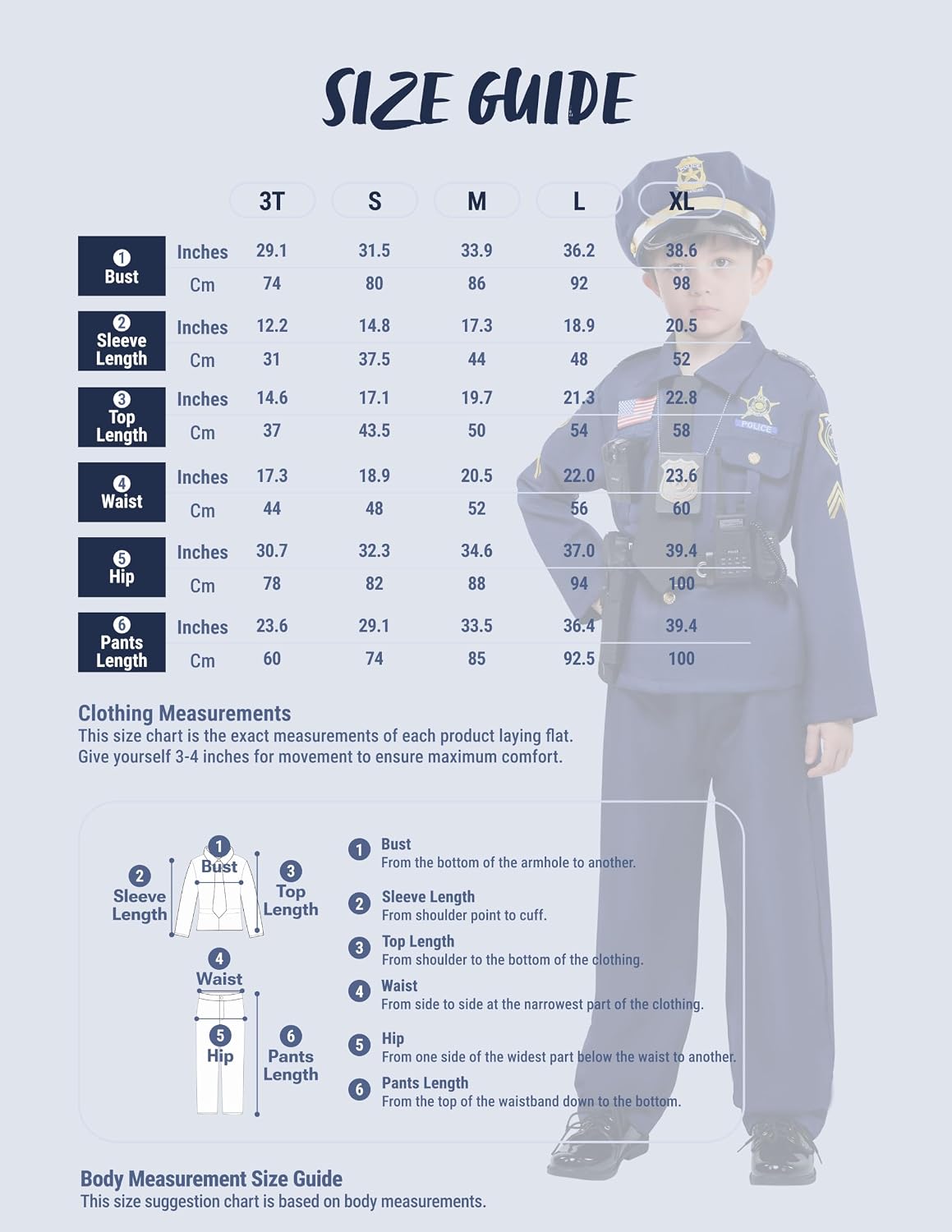 Detalle de Spooktacular Creations 14PCS Kids’ Police Costume, 100% Polyester