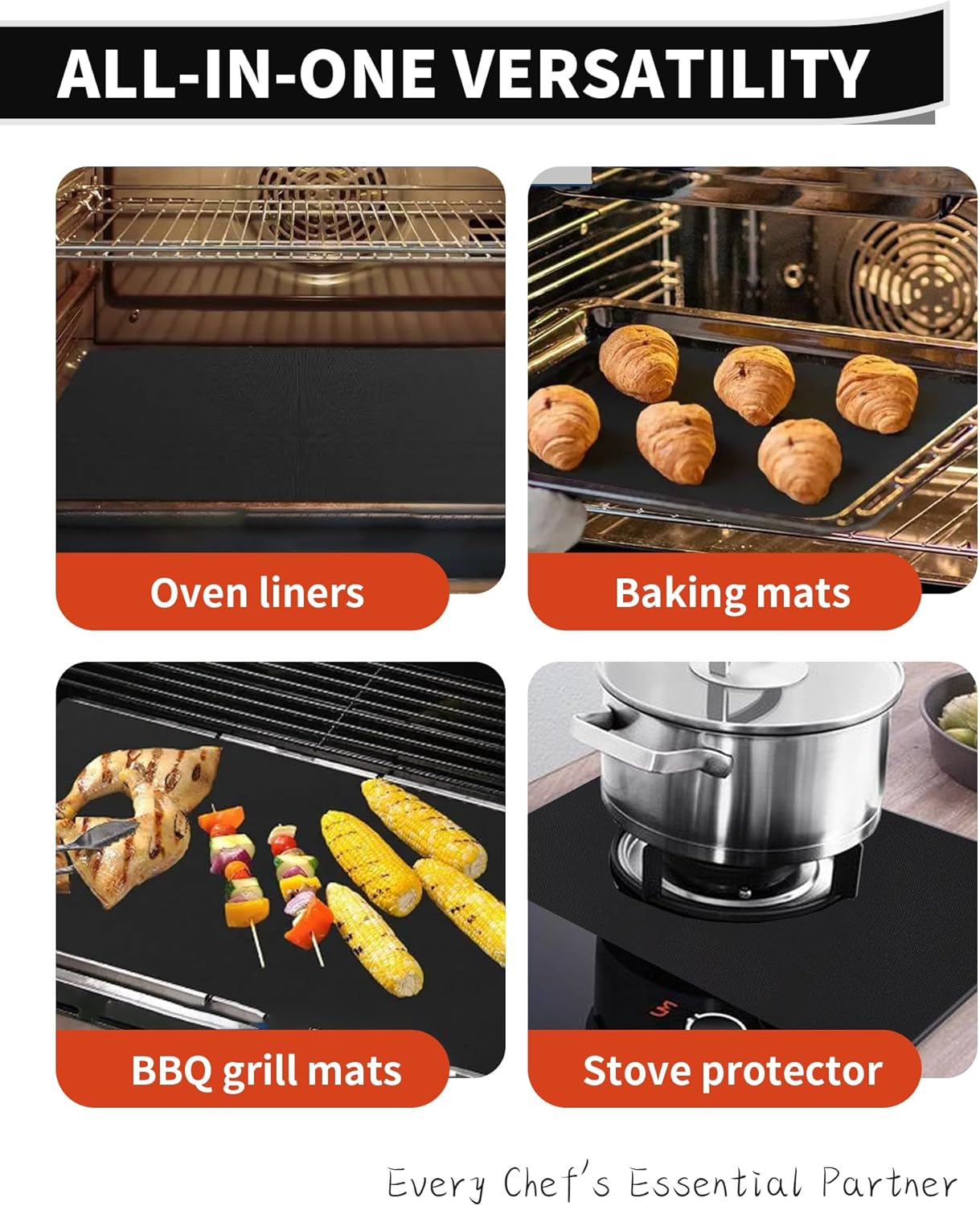 Thumbnail 5 de Oven Liners 17"x25" 2-Pack Reusable Oven Mats