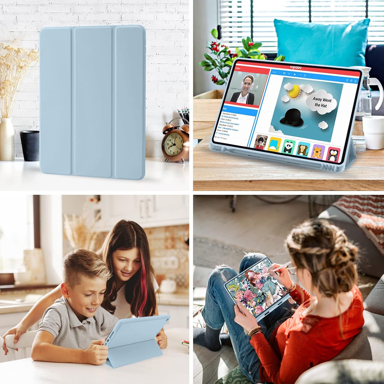 Detalle 2 de Hülle für iPad 9. Generation (10,2 Zoll) mit Stifthalter, Sleep/Wake und Dreifach-Stand – Hell Blau