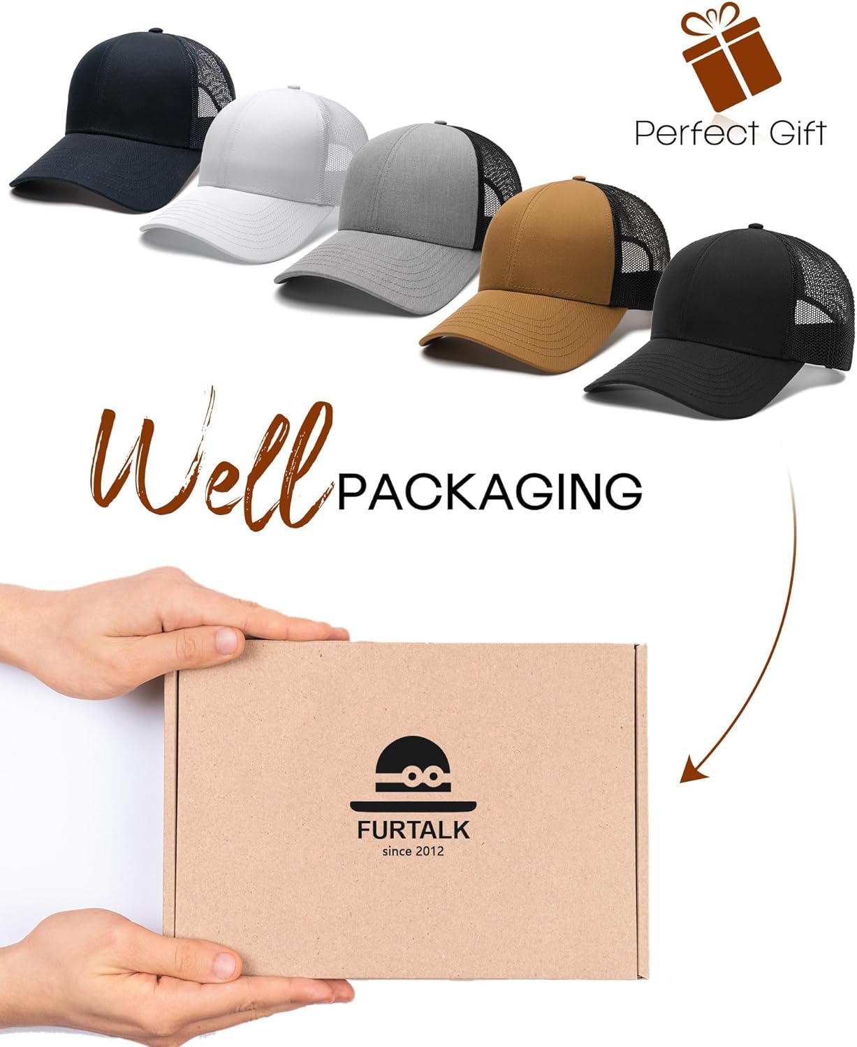 Thumbnail 5 de FURTALK Baseball Caps: Adjustable Mesh Back Trucker Cap for Men