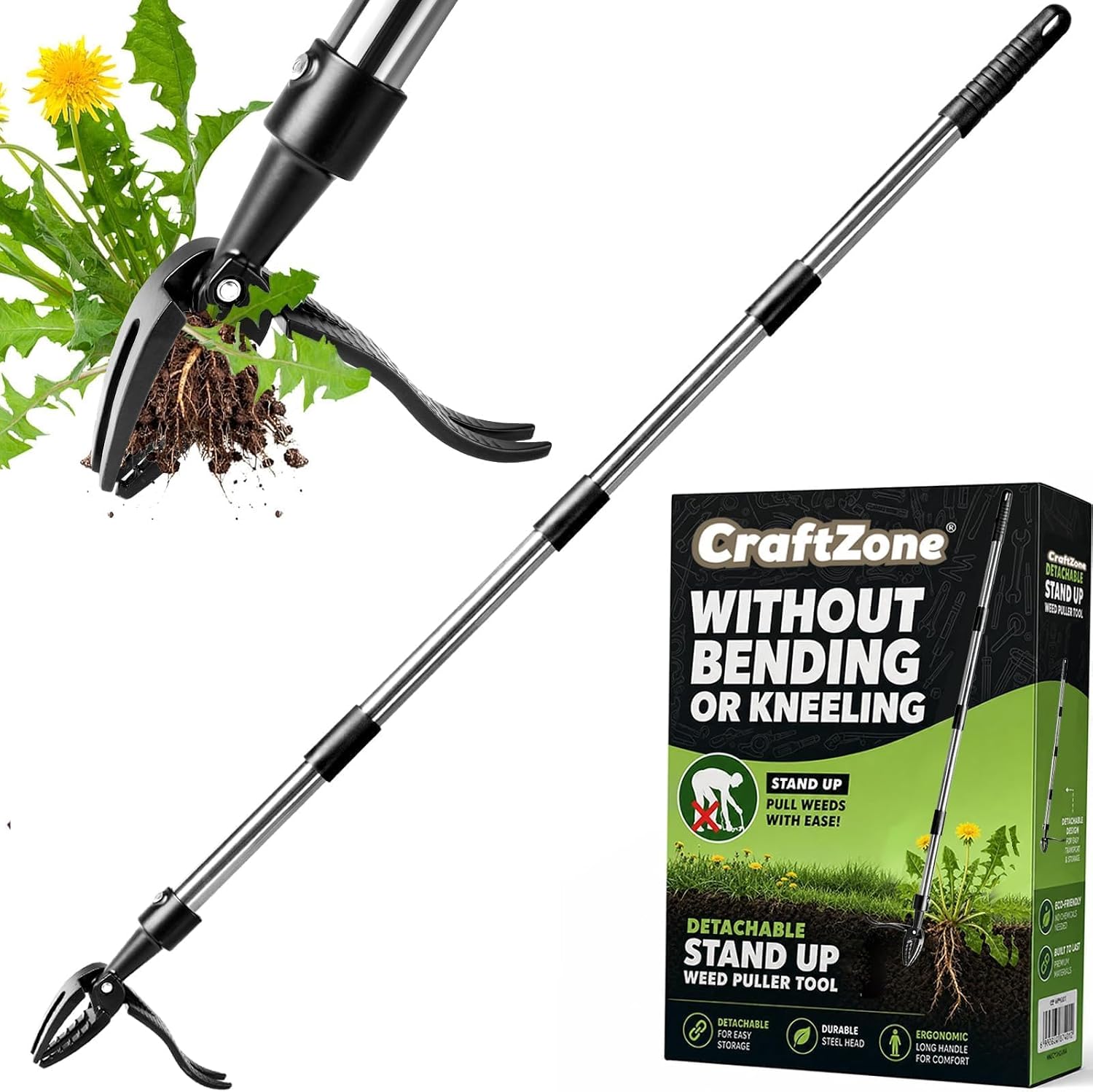 Thumbnail 6 de CRAFTZONE Long-Handled Weeder with 4-Prong Head and 3-Section Telescoping Shaft