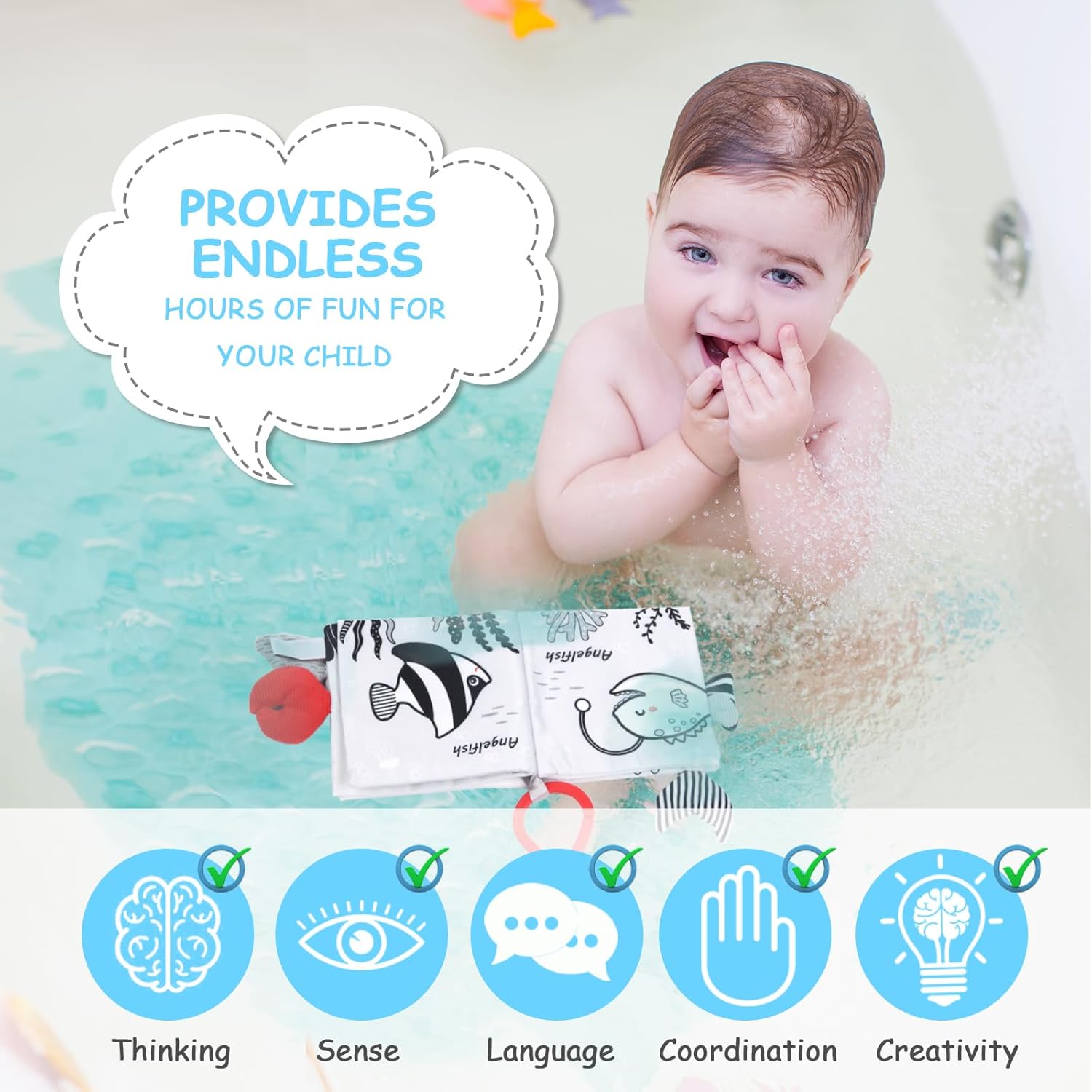 Thumbnail 4 de Vicloon Stoffbuch für Babys Meereslebewesen