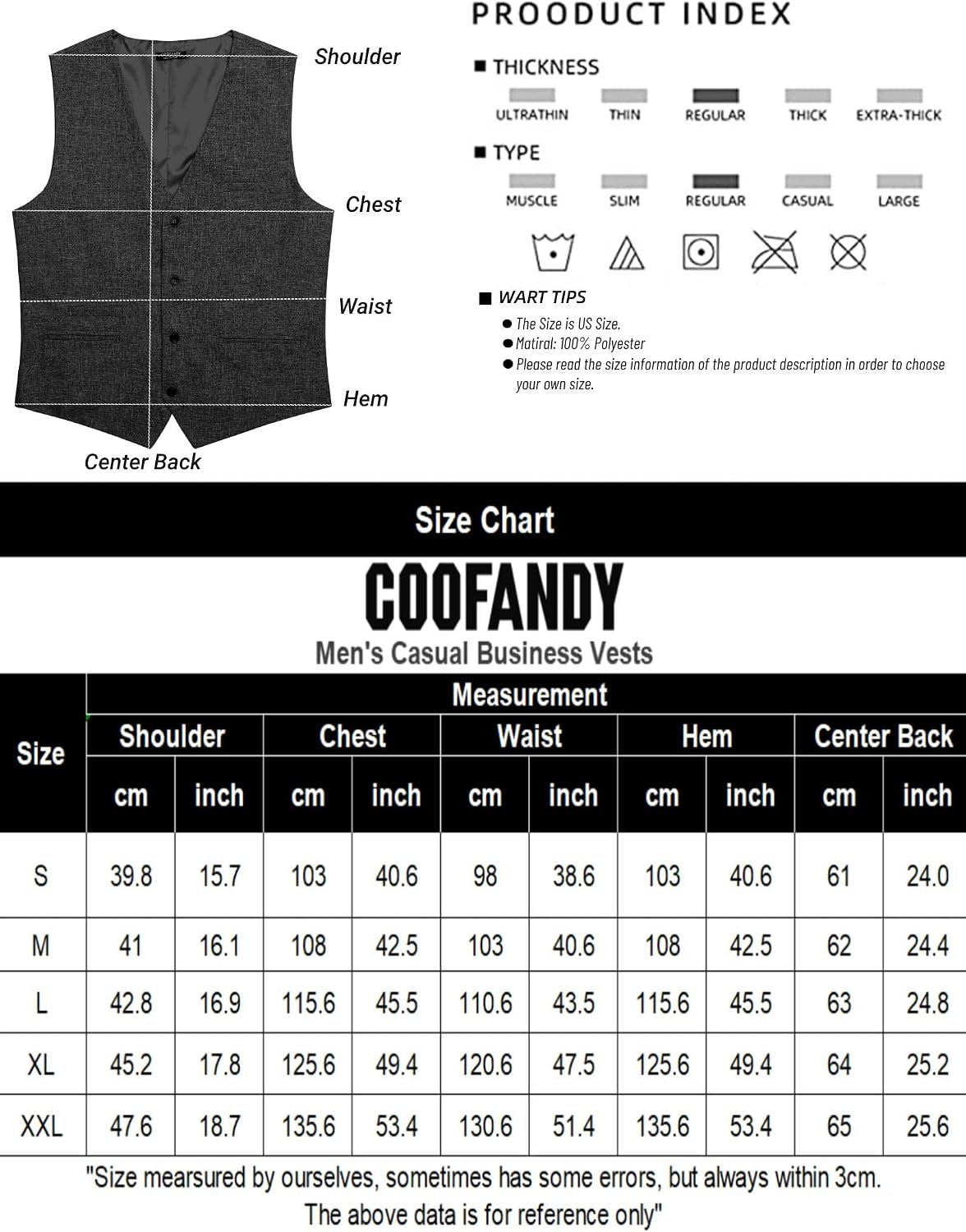 Detalle de COOFANDY Men's Casual Business Vest: Lightweight, Slim-Fit Waistcoat