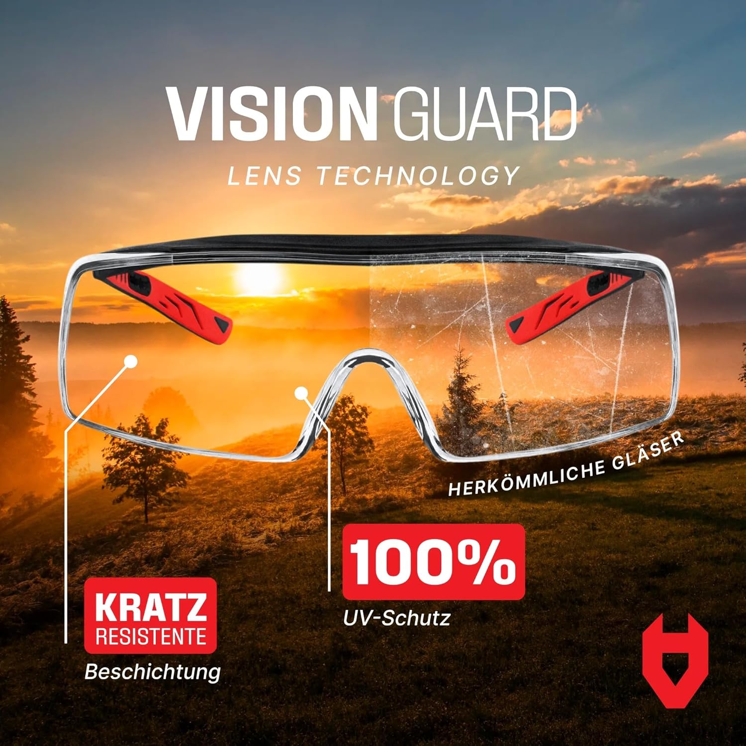 Detalle 2 de NoCry Sicherheits-Überbrille mit kratzbeständigen Gläsern, Seitenschutz und verstellbaren Bügeln (EN166/EN170/EN172/EN175)