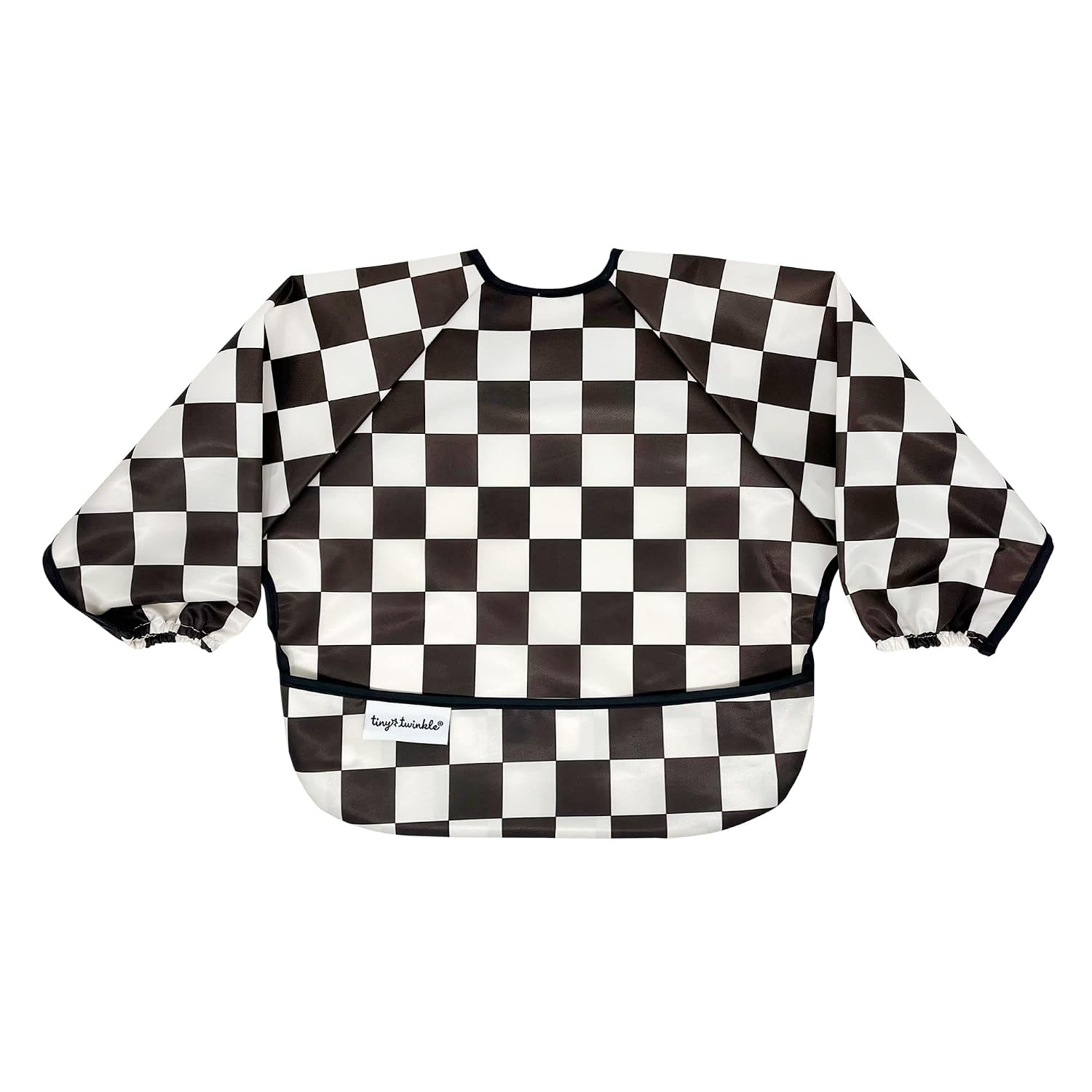 Detalle de Tiny Twinkle Long Sleeve Bib, Waterproof, Machine Washable, Checkers Black, 2–4Y