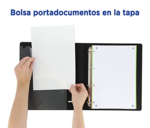 Detalle de Oxford Live & Go: Archivador 4 Anillas Polyfoam A4+ con Recambio, Pizarra Extraíble y Juego de Bandas de Colores