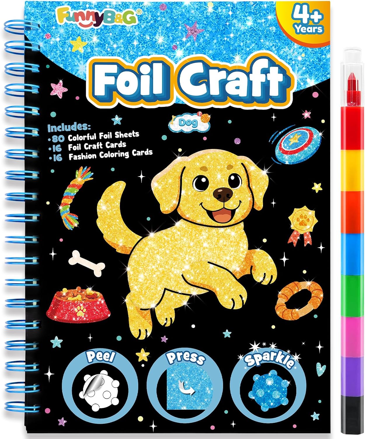 Detalle de FUNNYB&G Foil Art – Kreatives Bastelset für Kinder (süßer Hund)