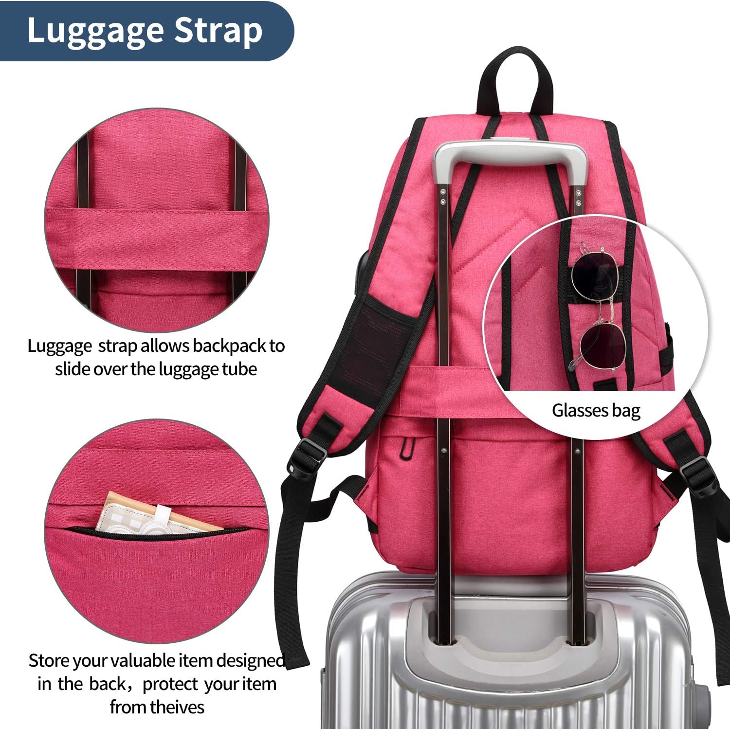 Thumbnail 6 de WENIG Rucksack Laptop – Anti-Diebstahl-Rucksack mit USB-Ladeanschluss für Damen, 45 × 30 × 18 cm