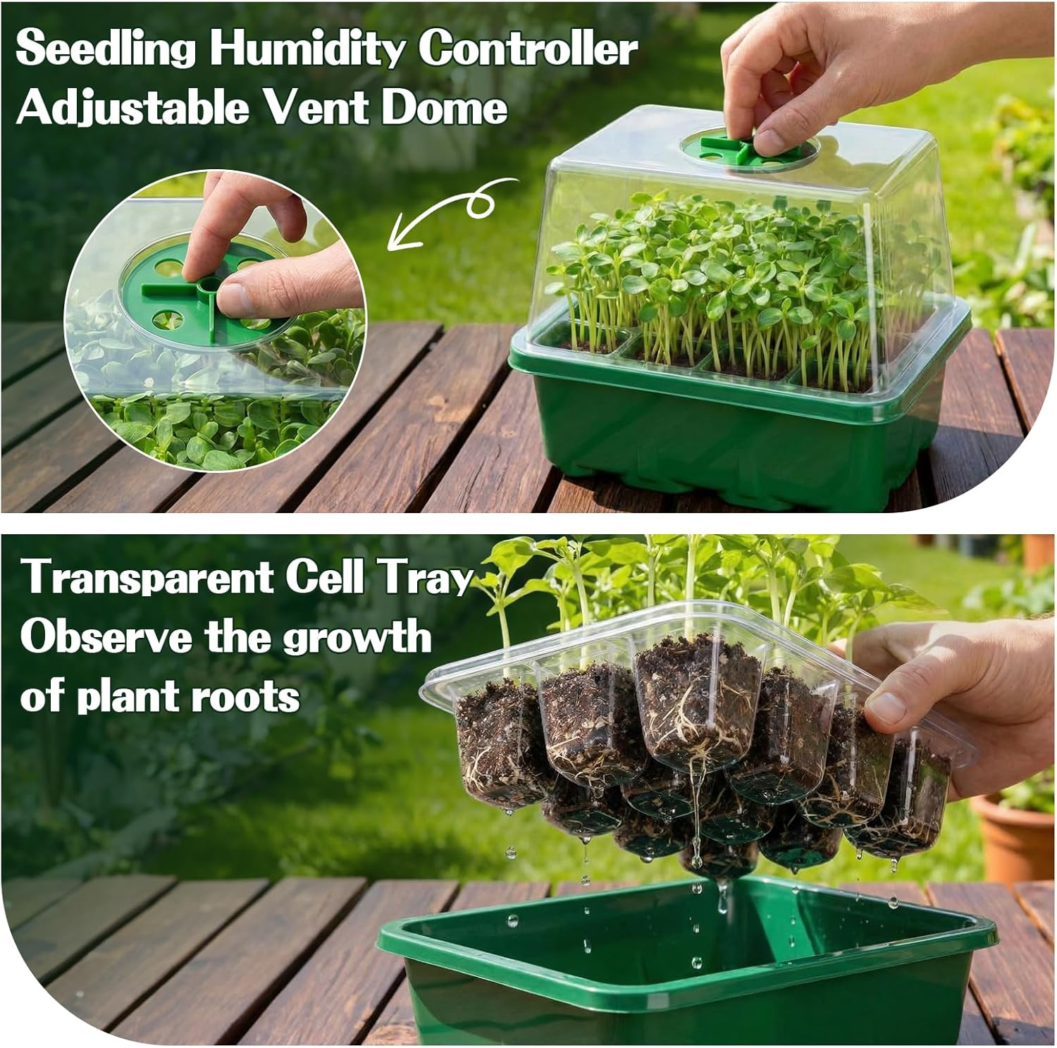 Thumbnail 2 de GOTVUGE seed trays (10-pack, 120 cells) with clear humidity dome and adjustable vents