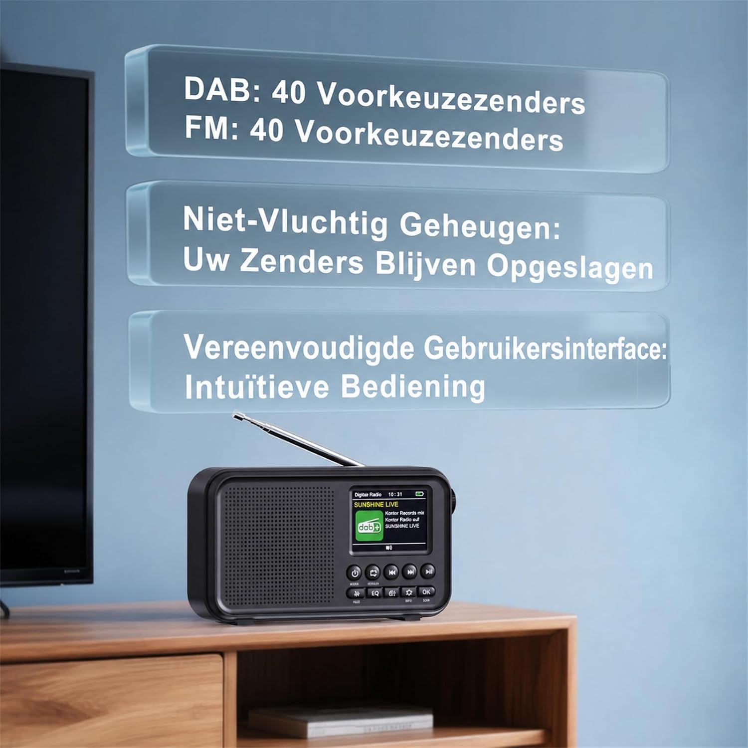 Thumbnail 6 de ROCAM CR1031DAB draagbare DAB/DAB+/FM-radio met Bluetooth en kleurenscherm