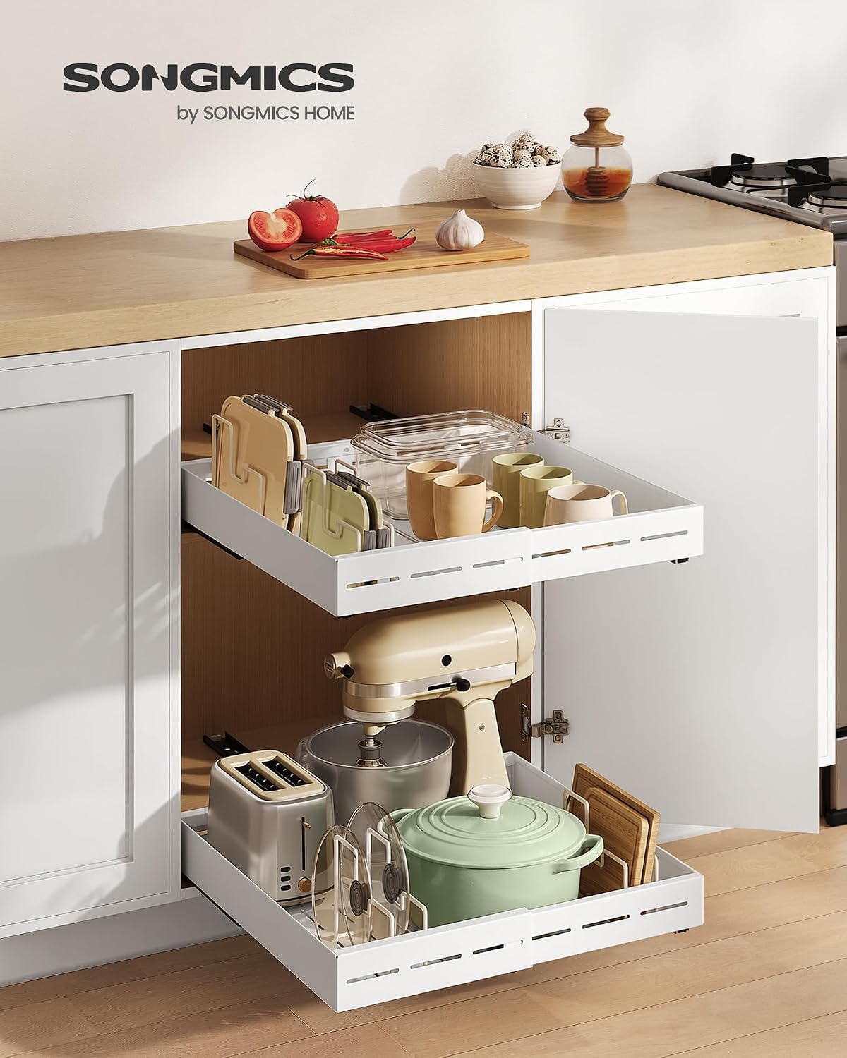 Detalle de SONGMICS Pull-Out Cabinet Organizer 21-Inch Deep