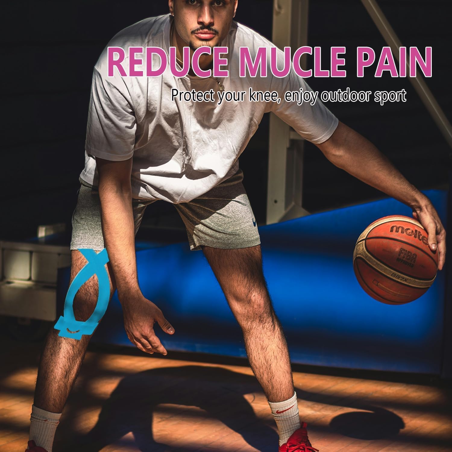 Thumbnail 5 de ANAMPION Kinesiotapes, vorgeschnitten für Knie – wasserfestes Baumwoll-Knie-Tape (12 Stück) in Schwarz/Blau/Rosa