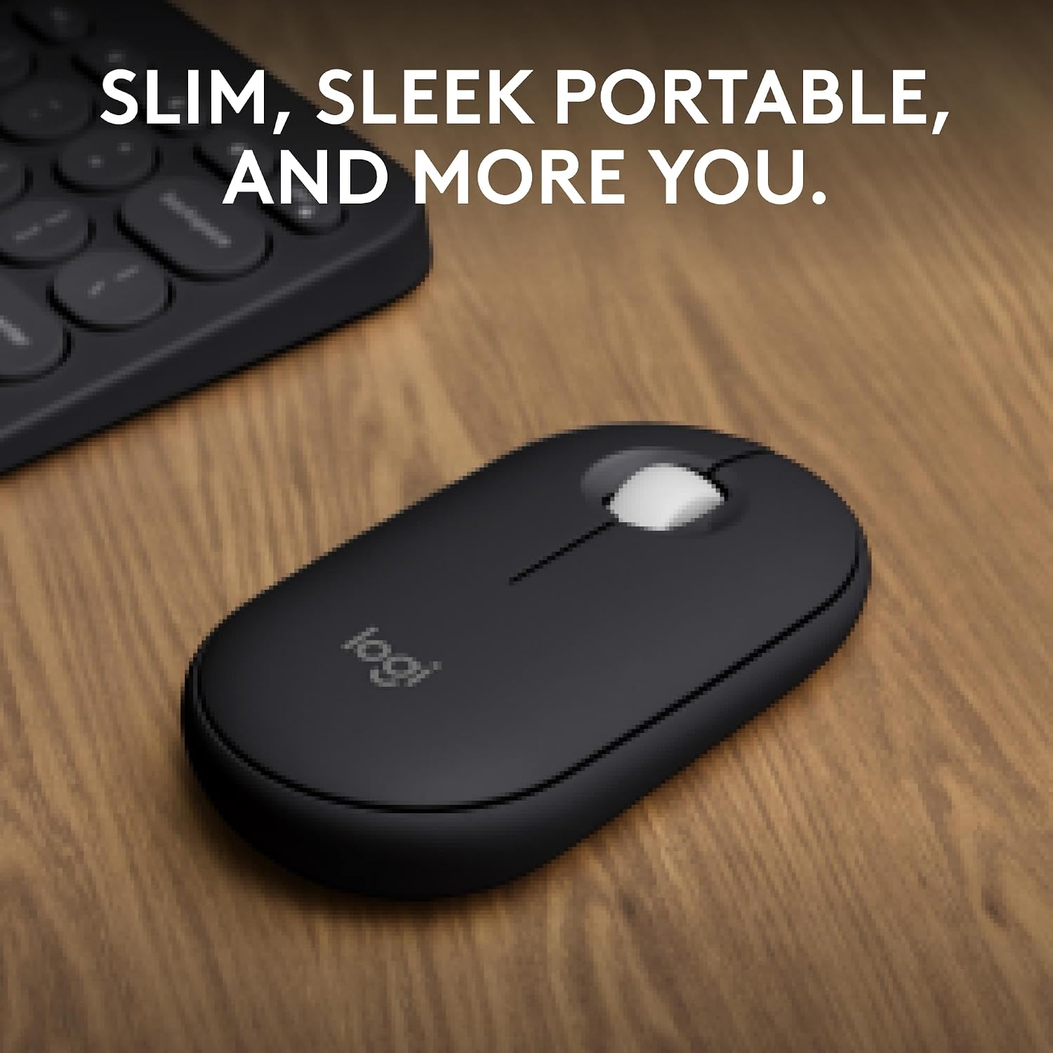 Detalle de Logitech Pebble Mouse 2 M350s Bluetooth Mouse, Slim and Quiet, Black