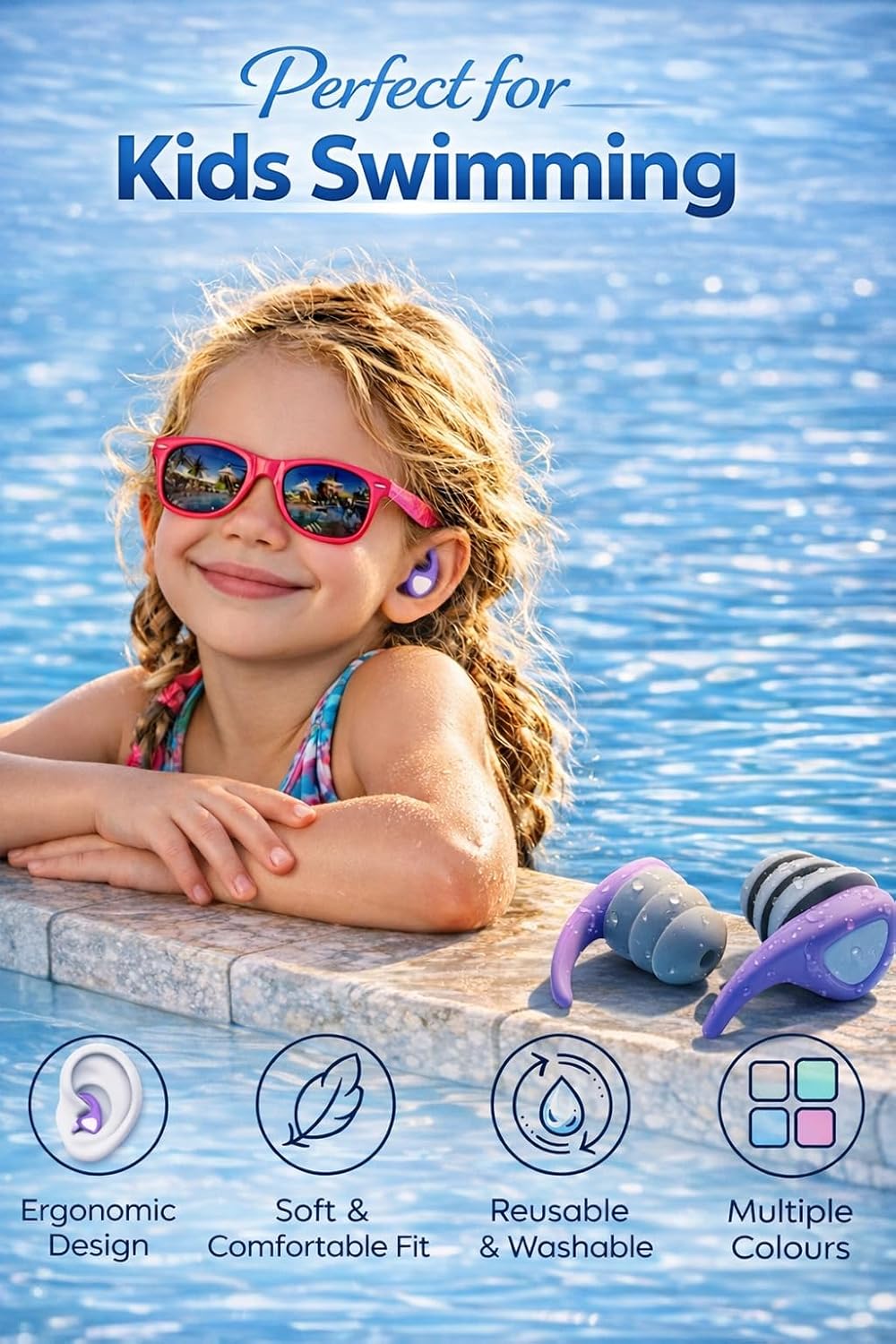 Thumbnail 4 de Kids Swimming Ear Plugs: 3 Pairs of Reusable Silicone Ear Plugs for Safe Water Fun
