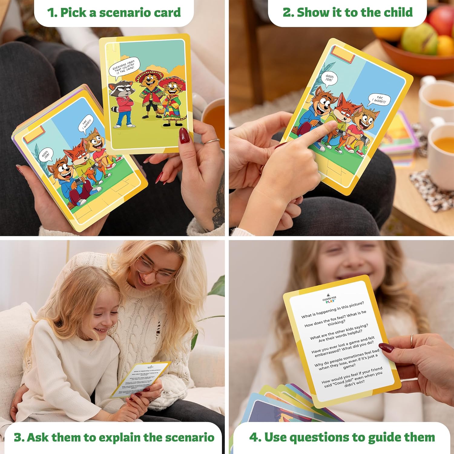 Detalle de Who What Why Mega Pack Conversation Cards for Kids (120 Picture Cards) – Speech & Counseling Therapy Game for Ages 4+