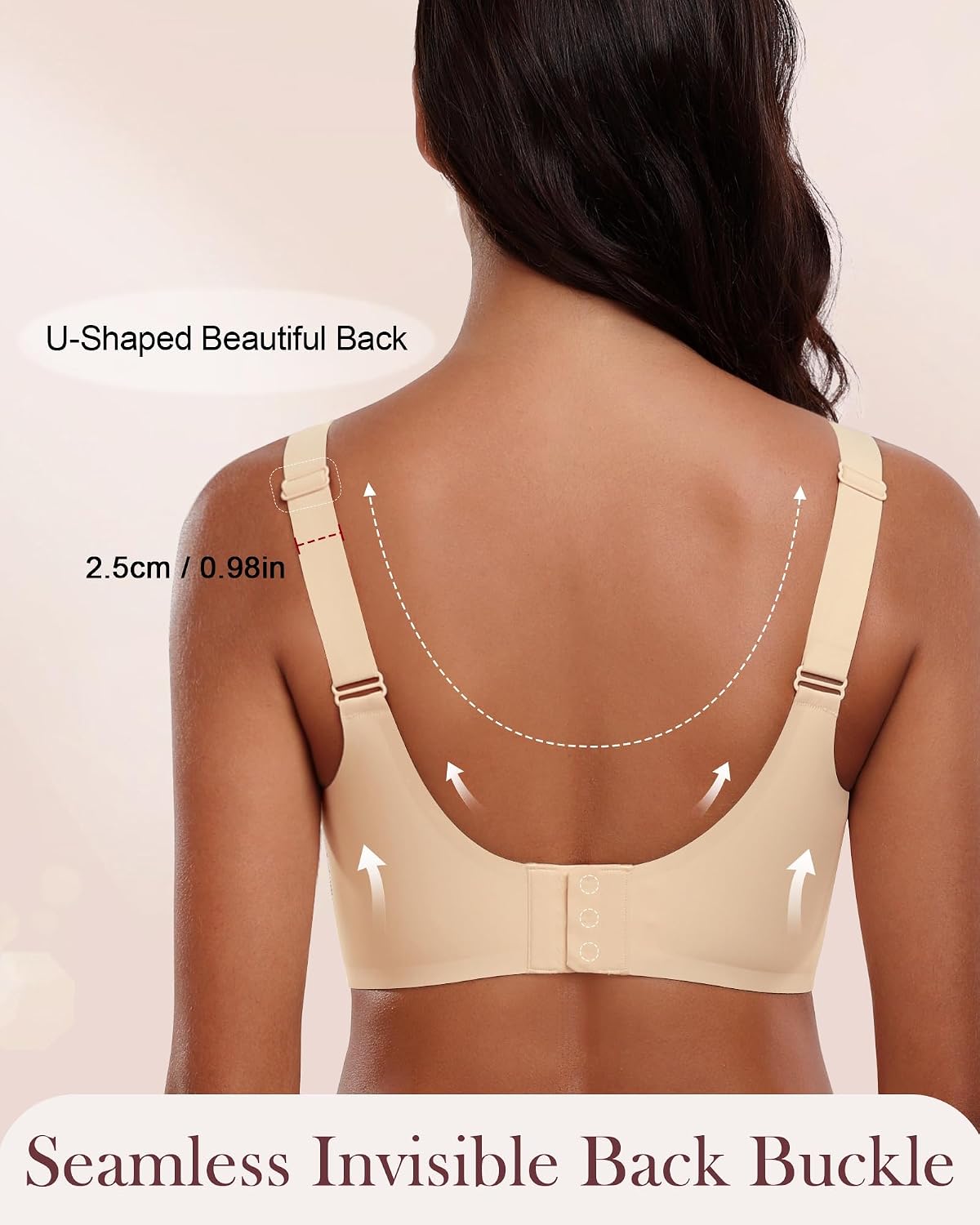 Detalle de HORISUN BH ohne Bügel – Komfort Nahtloser Push-Up Bralette mit starkem Halt für Große Brüste