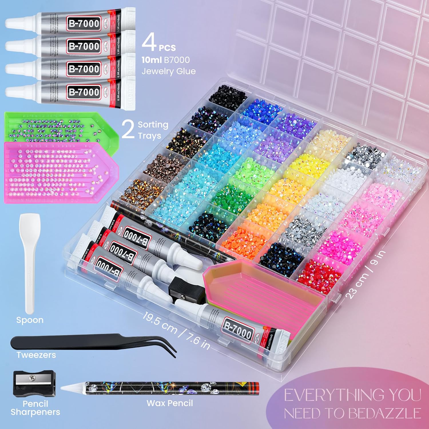 Thumbnail 1 de LOTWOW 40,000-Piece Resin Jelly Rhinestones Kit (30 Colors) with B7000 Glue & DIY Tools