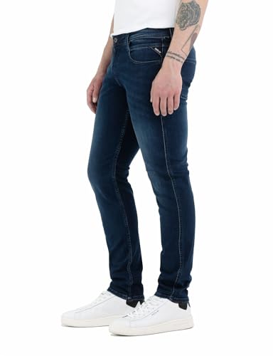 Detalle de Replay Anbass Slim-Fit Jeans mit Power Stretch – Dark Blue 007-1, 34W/32L