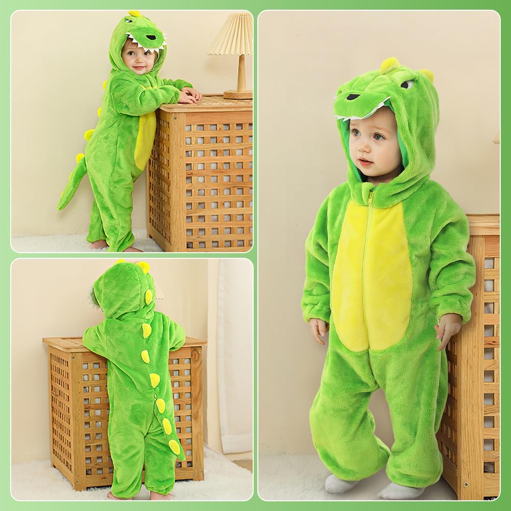 Thumbnail 4 de Alaoo Dinosaurier Overall für Kinder – Winter-Overall, Flanell-Schlafanzug mit Reißverschluss und Kapuze