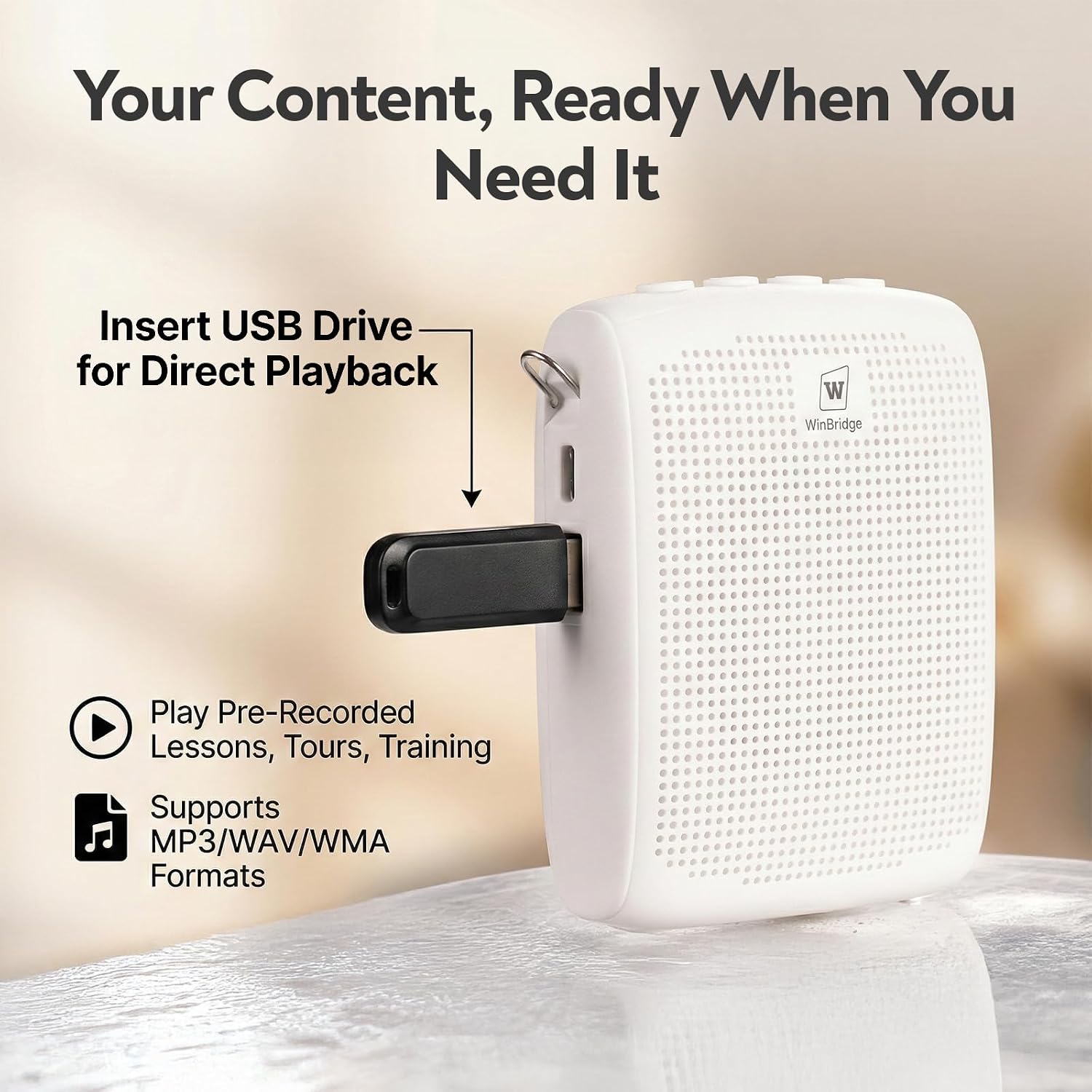 Thumbnail 6 de WinBridge WB002_White 15W Wireless Voice Amplifier with Bluetooth, White