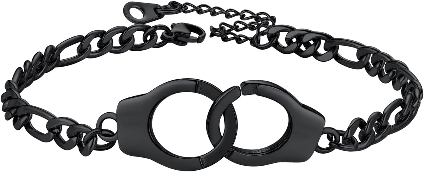 Detalle de PROSTEEL Bracelet de cheville femme en acier inoxydable 316L et plaqué or, chaîne maille Figaro personnalisable