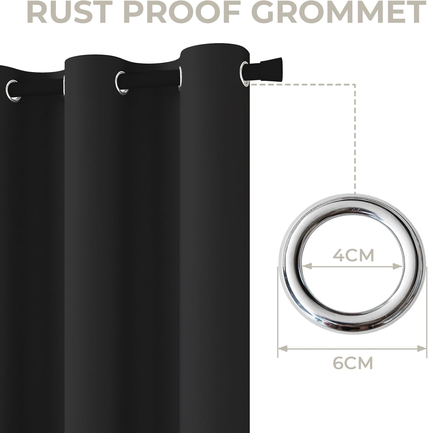 Thumbnail 5 de JCyh blickdichter Türvorhang mit Teleskopstange – Montage ohne Bohren, 1 Stück schwarz (H195 x B132 cm)