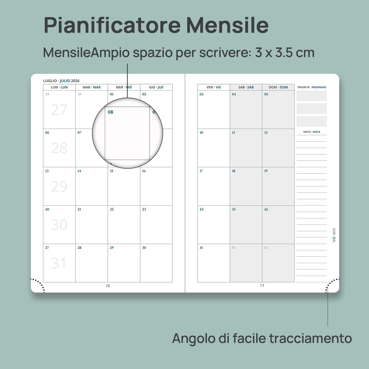 Detalle 2 de PRD POPRUN Agenda Docente 2026-2027 A5: agenda maestra settimanale con copertina rigida in PU