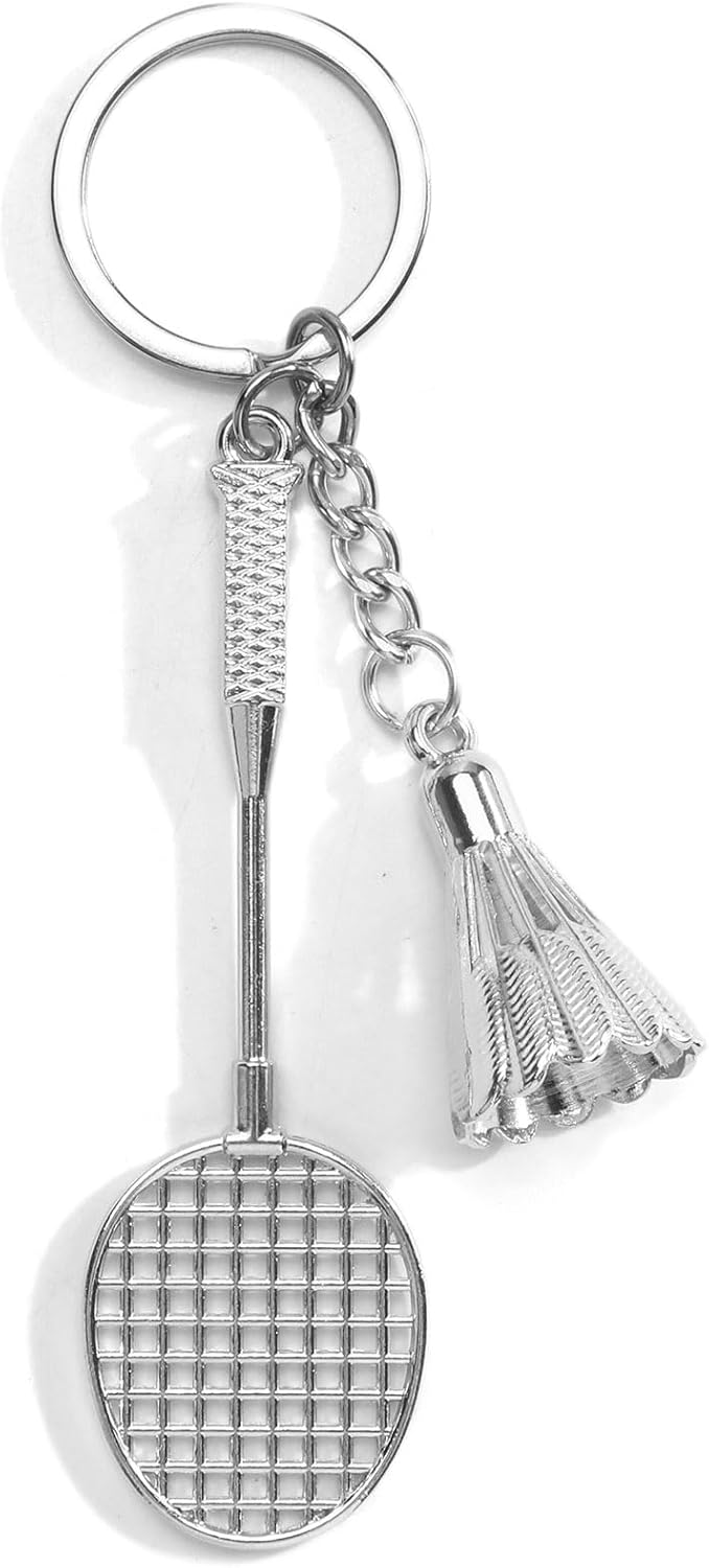 Detalle de OBEISN Badminton-Schlüsselanhänger aus Metall – sportlicher Schlüsselring als lustiges Accessoire
